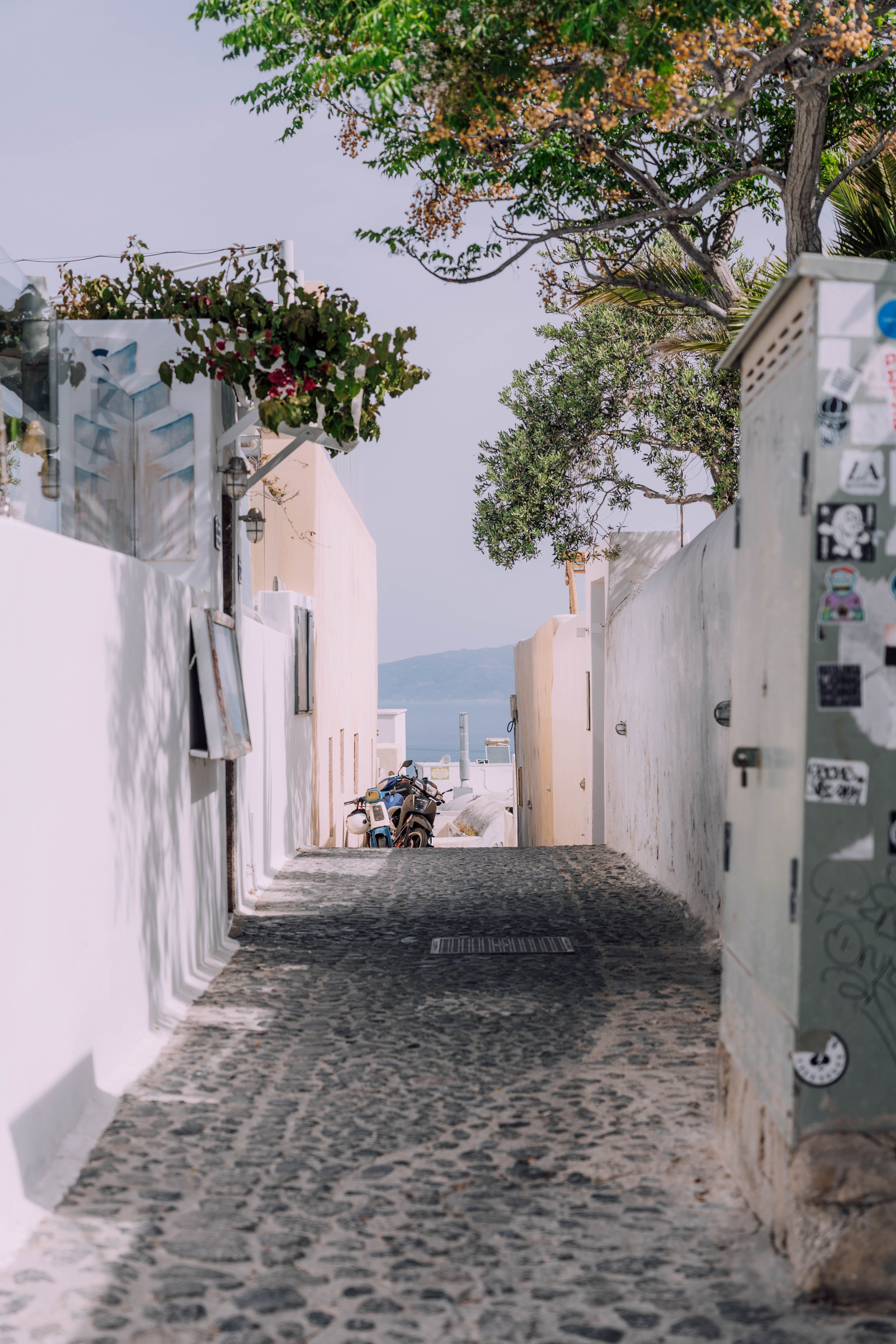 4672x7008 Cobblestone Street on Santorini, Greece · Free
