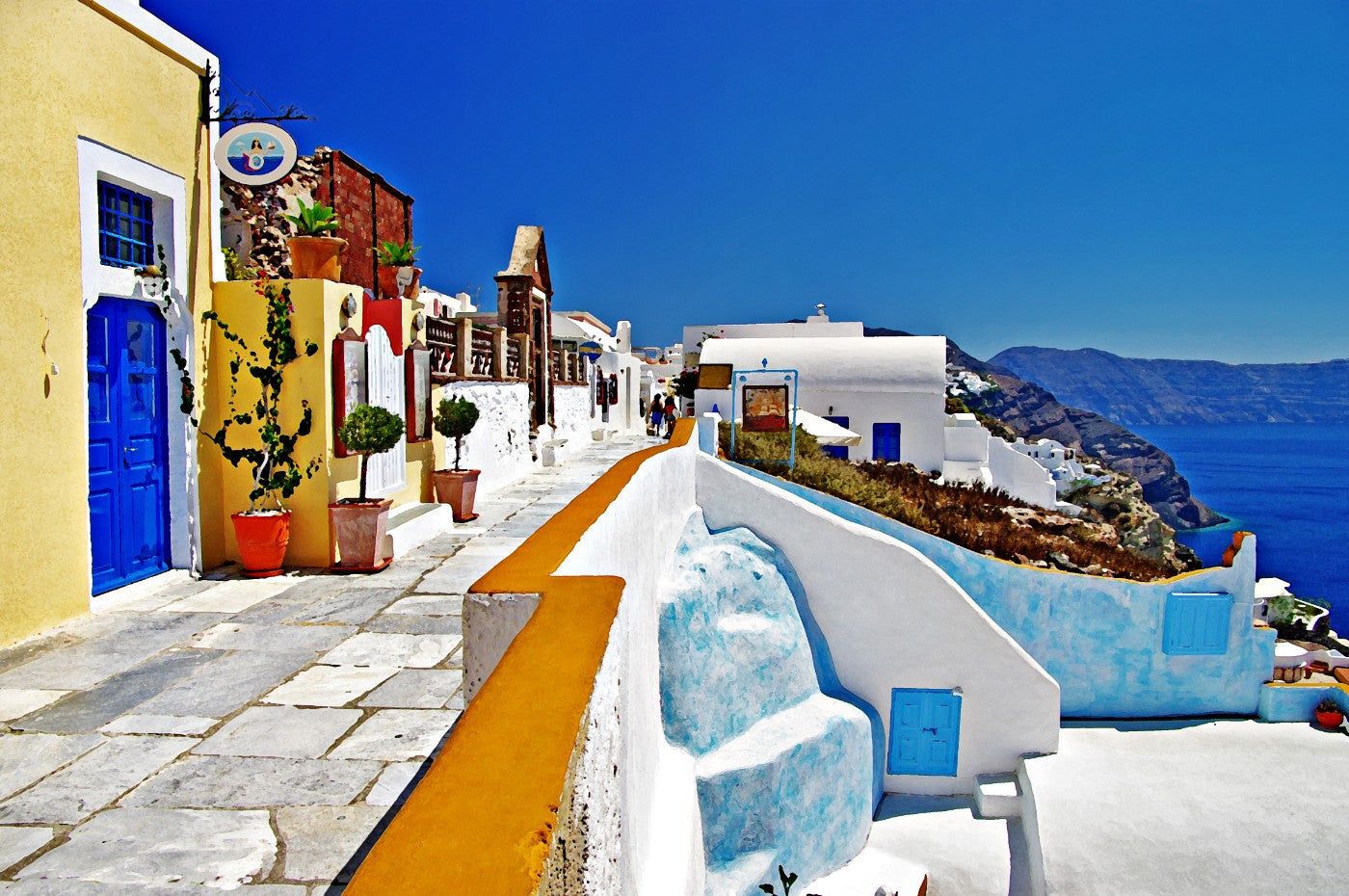 1400x930 Sun Soaked Streets Of Santorini Art Prints