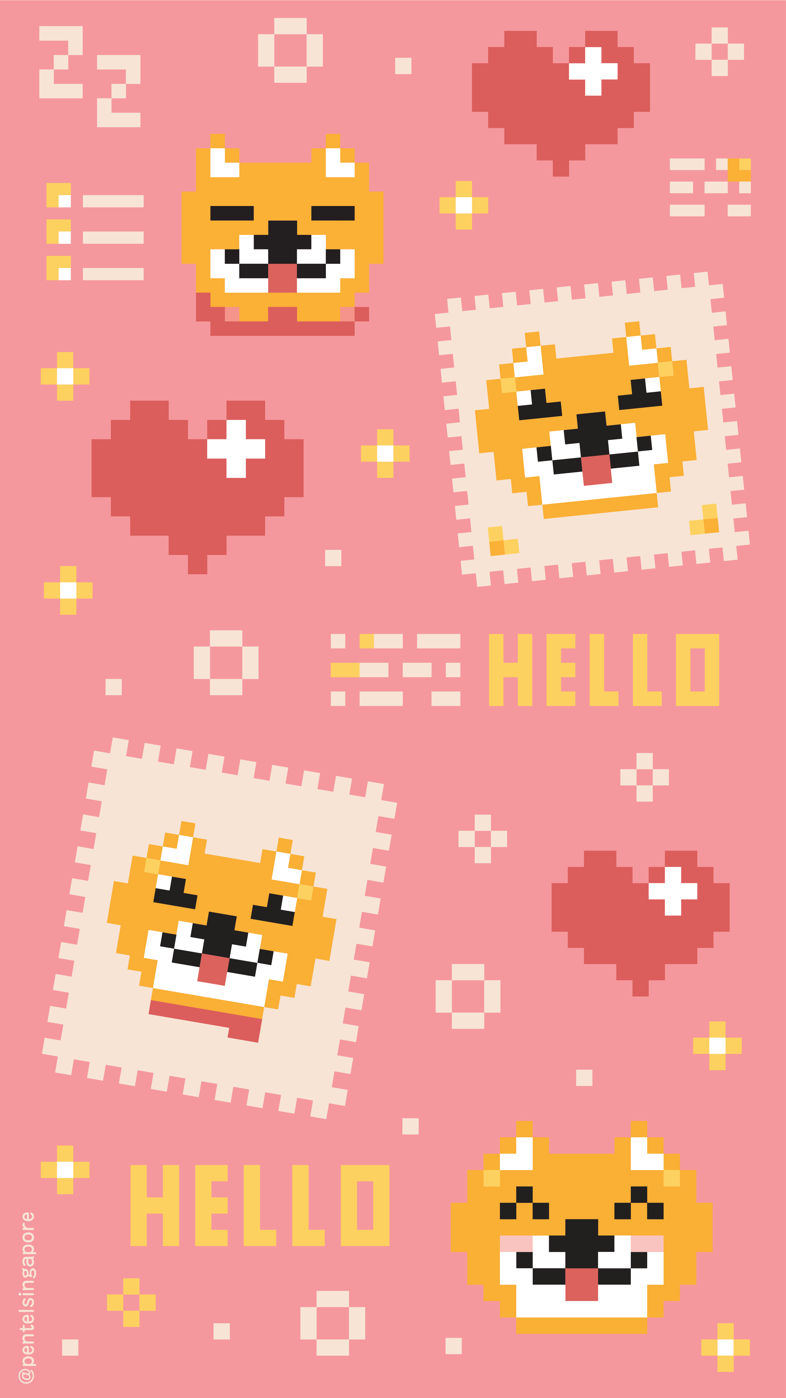 2588x4601 Kawaii Pixel Art Wallpaper