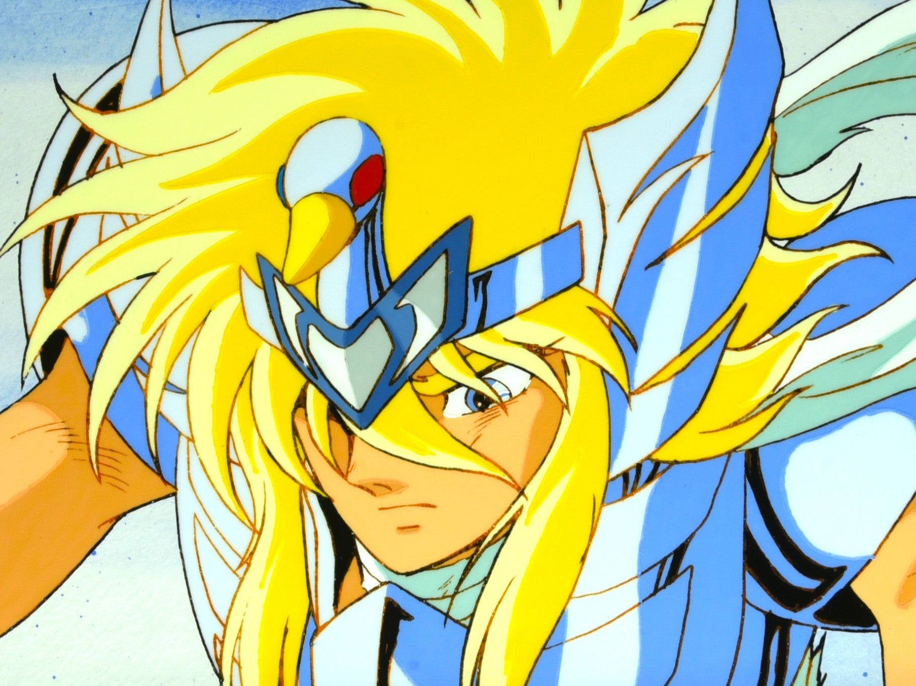1819x1363 Saint Seiya Hyoga Close Up Layer Production Cel W/ Douga, Background & CoA