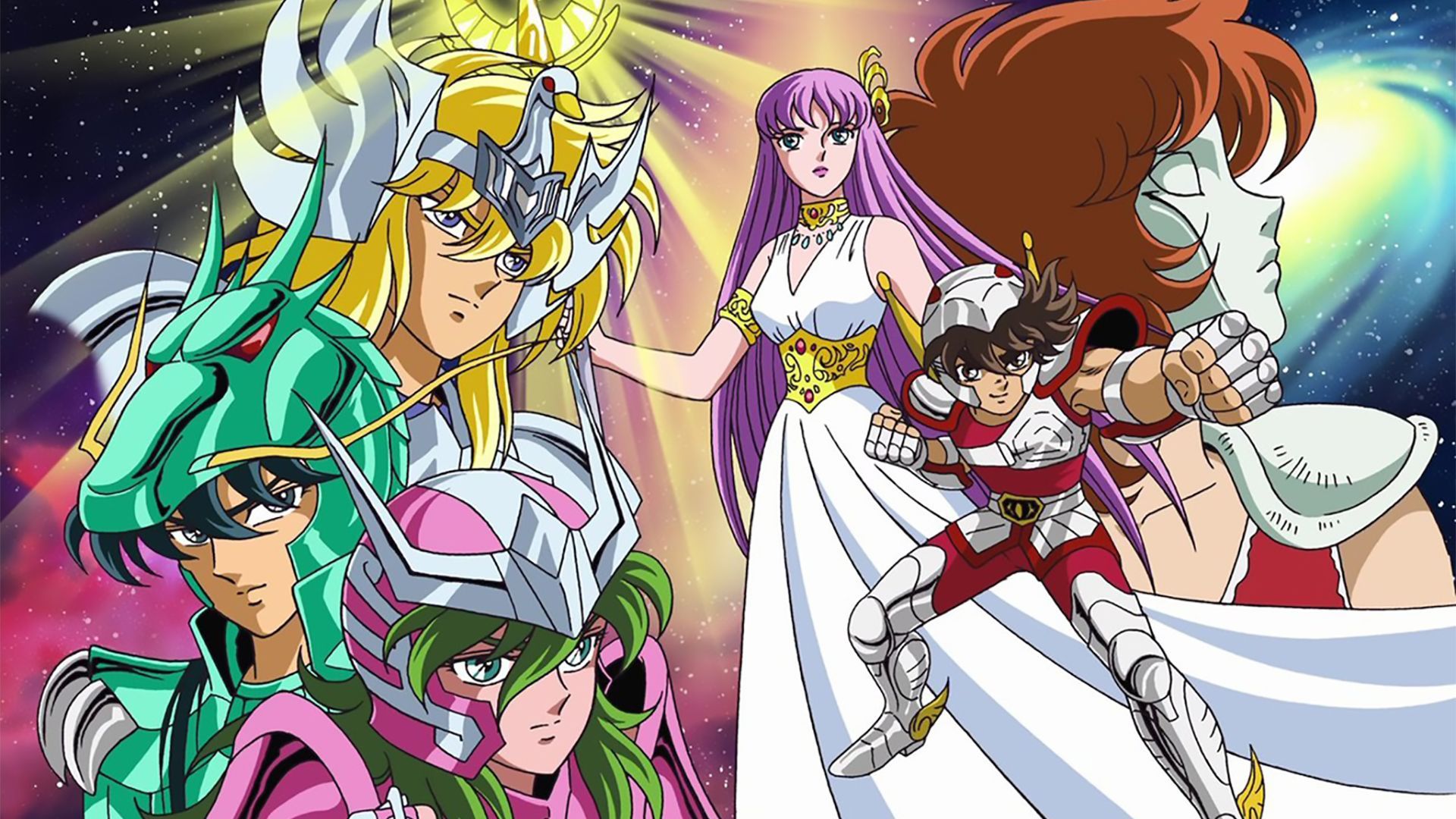 1920x1080 Desktop wallpaper: Athena (Saint Seiya), Andromeda Shun, Saint Seiya, Cygnus Hyoga, Anime, Dragon Shiryu, Pegasus Seiya 4K free download for PC. 732568