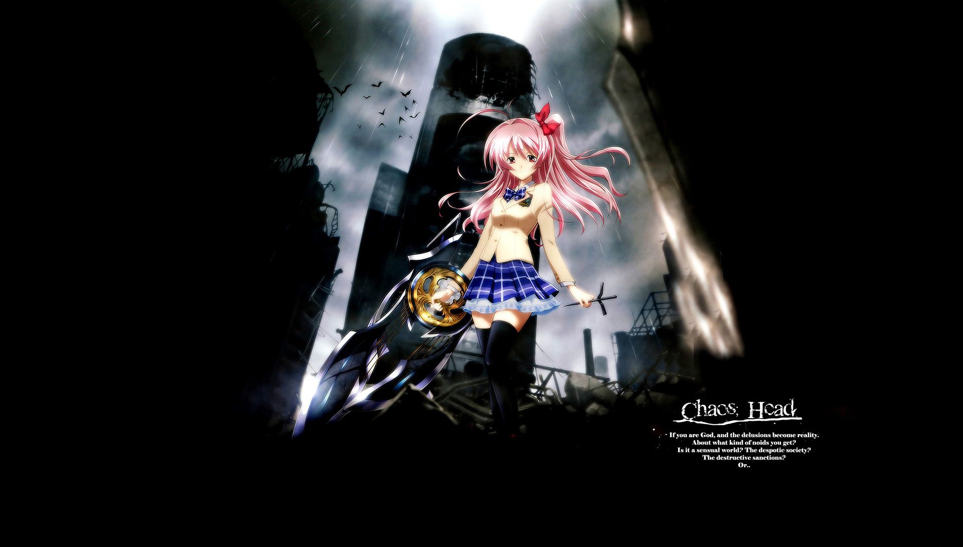 1920x1091 Wallpaper girl, sword, anime, Chaos Top, Chaos;Head for mobile and desktop, section прочее, resolution 1920x1091