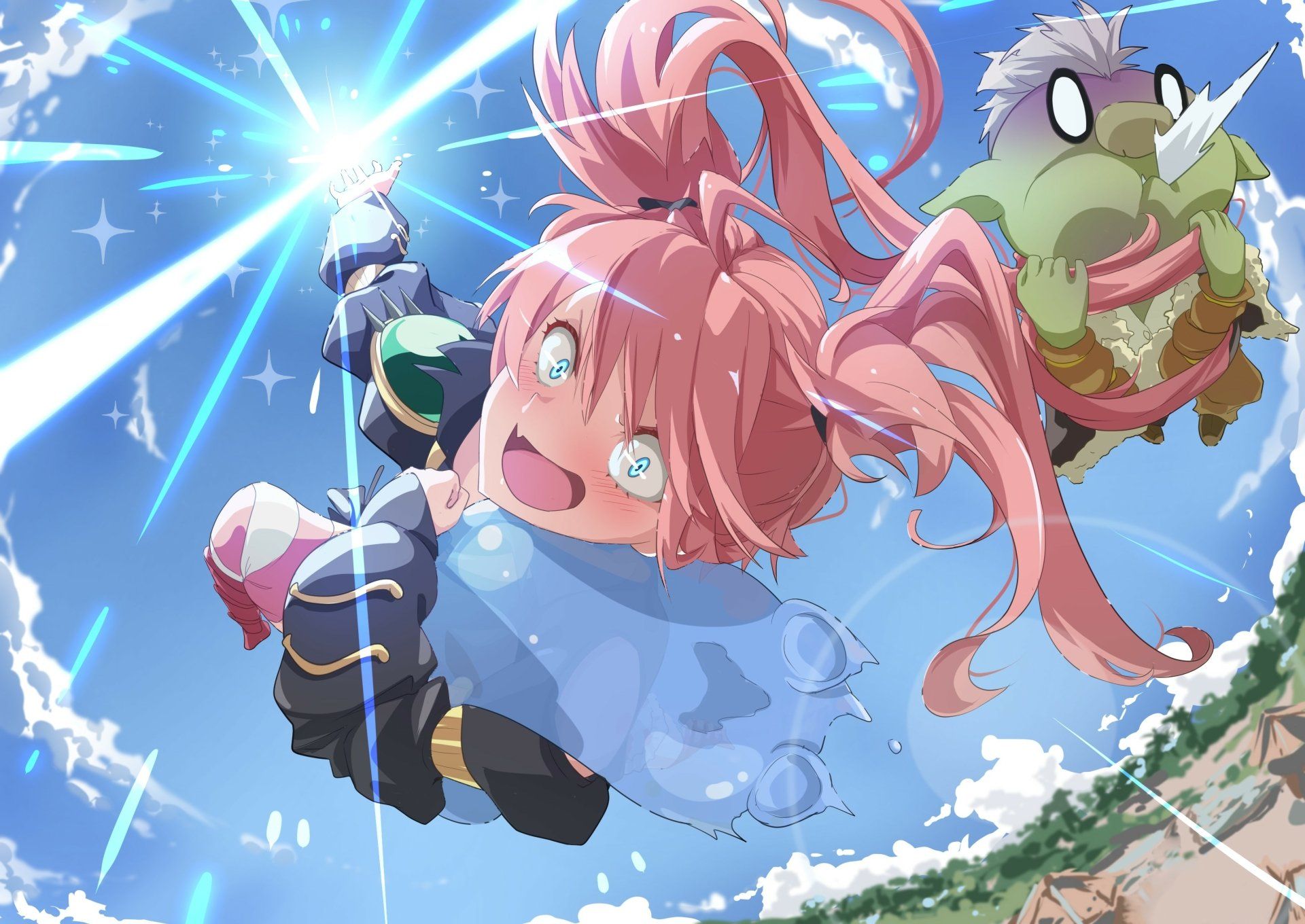 1920x1360 Epic HD Wallpaper: Rimuru, Gobta & Milim from That Time I Got Reincarnated as a Slime