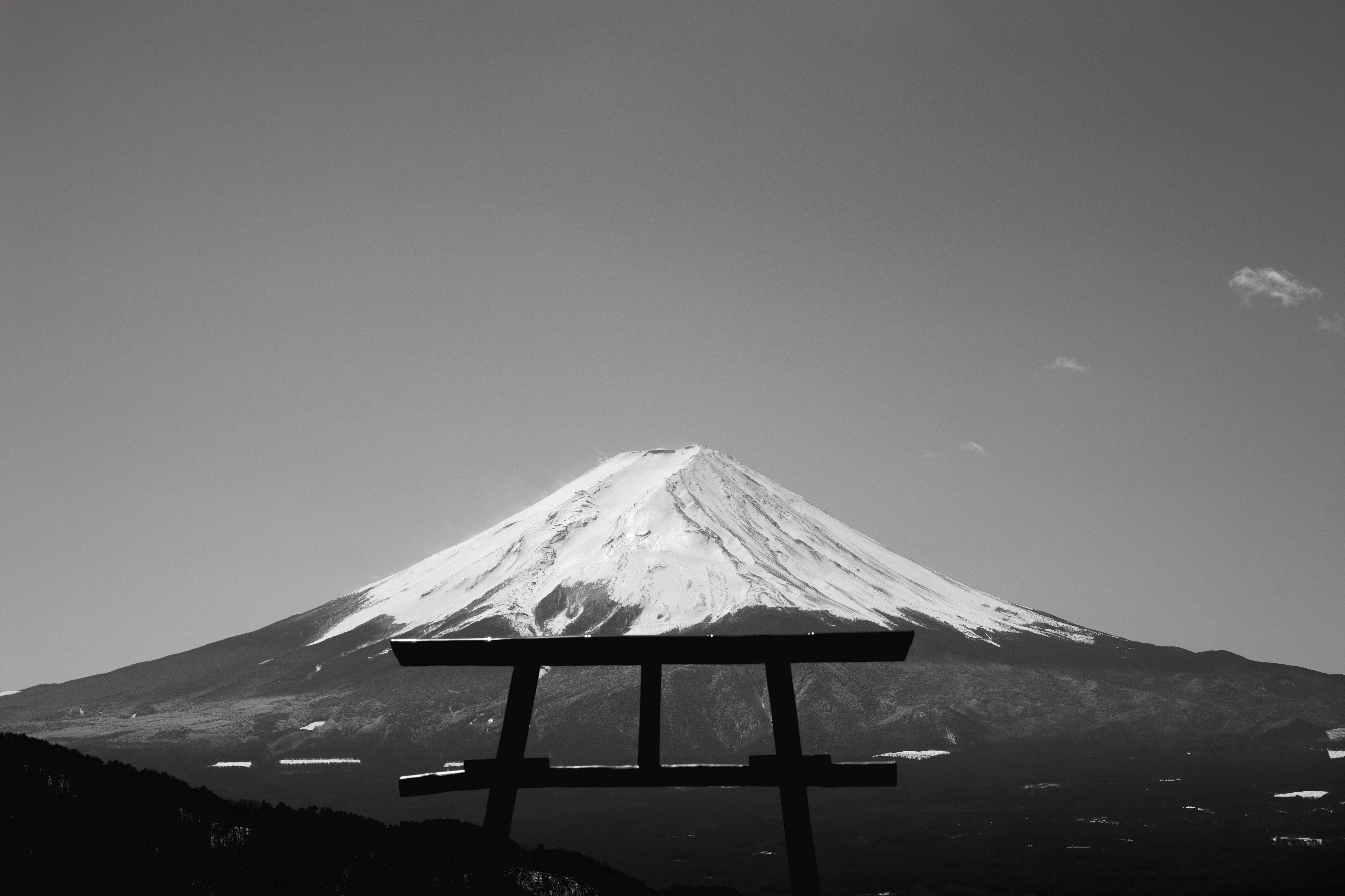 7008x4672 Mount Fuji with Torii Gate Silhouette · Free