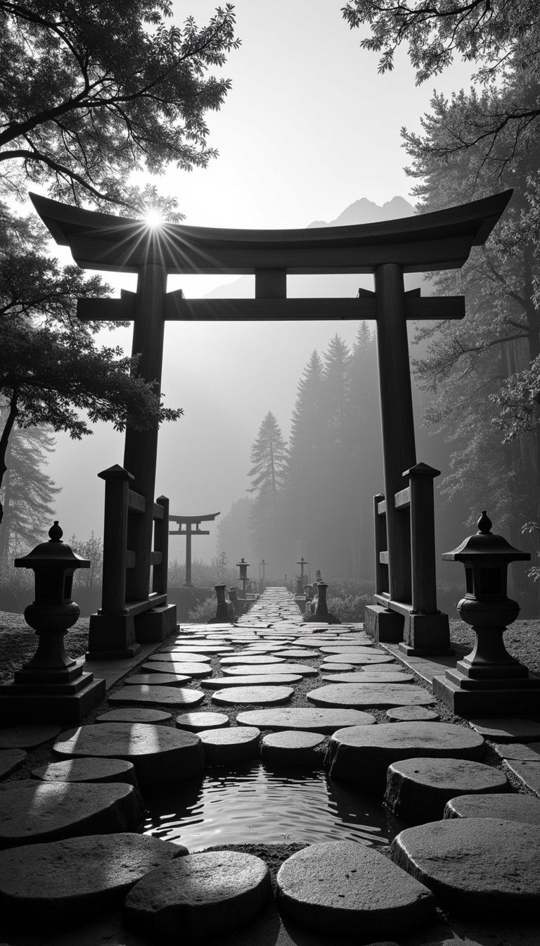 768x1344 Free Misty Torii Gate Image, Shrine, Japan