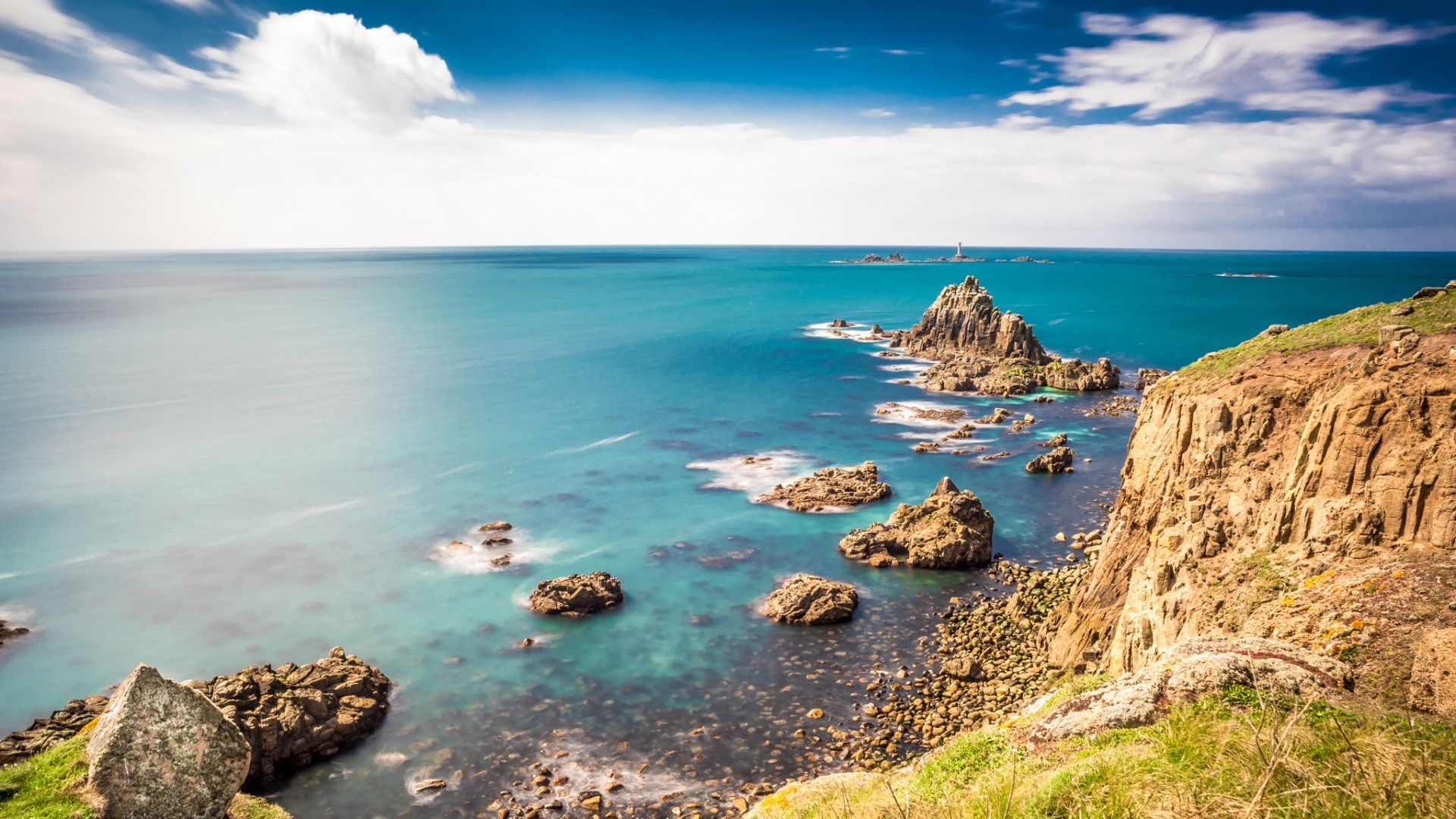 1920x1080 Rocky shorelines at Land's End, Cornwall, United Kingdom 4K UHD Wallpaper for UltraHD Desktop and TV : Widescreen and UltraWide Display : Smartphone and Tablet Devices