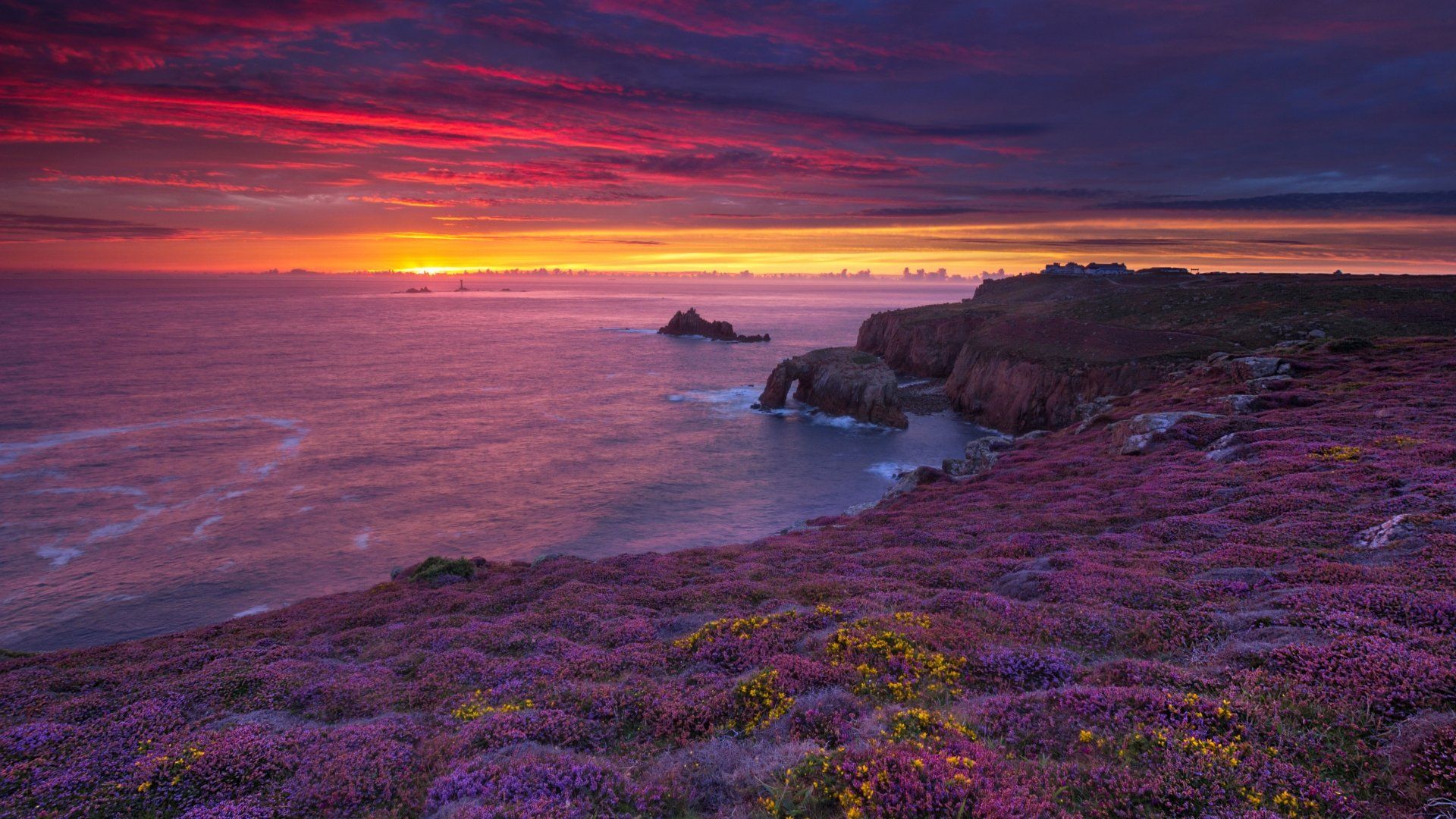 1920x1080 4K Ultra HD: Heather Coastline at Sunset