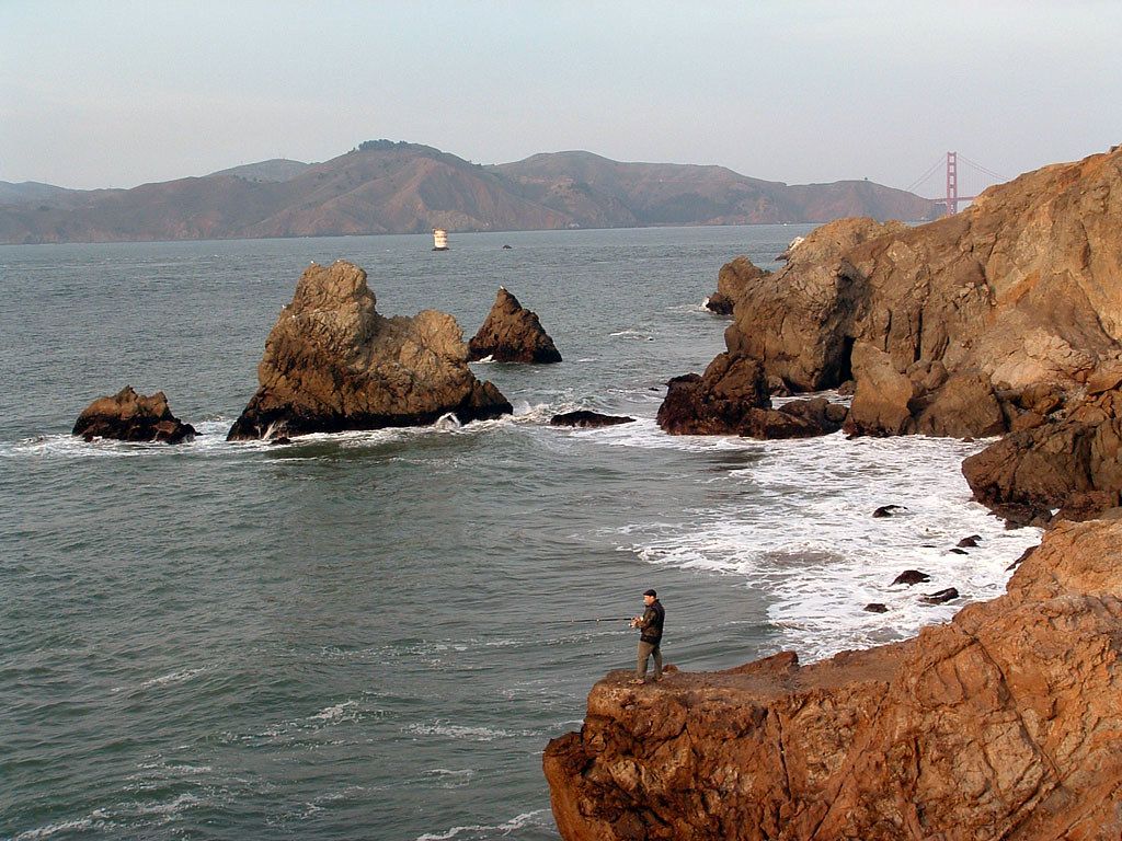 1024x768 Fishing at Lands End SF. Looking northeast from the very en