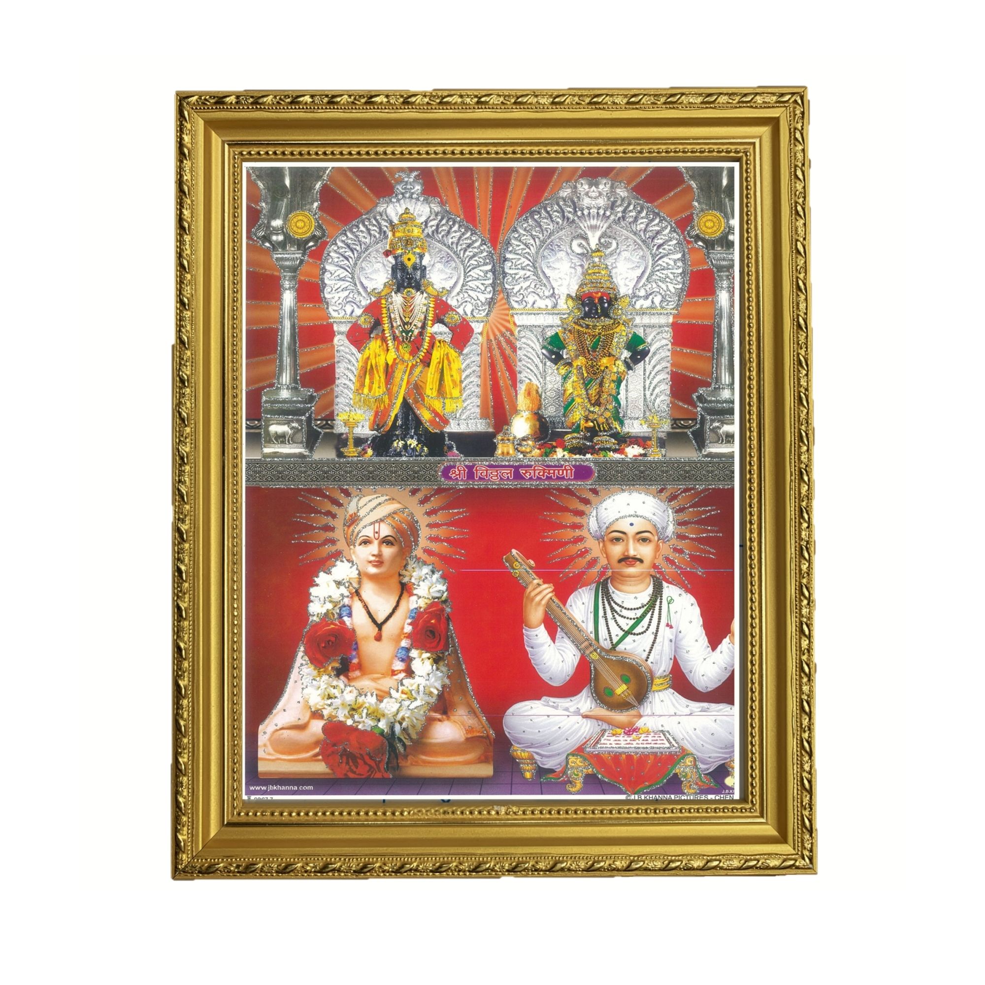 2000x2000 Satvik Shri Vitthal Rukmini With Sant Dnyaneshwar & Sant Tukaram Maharaj Designer Wooden Photo Frame (33*27.5cm- A4) for Pooja, Prayer & Decor