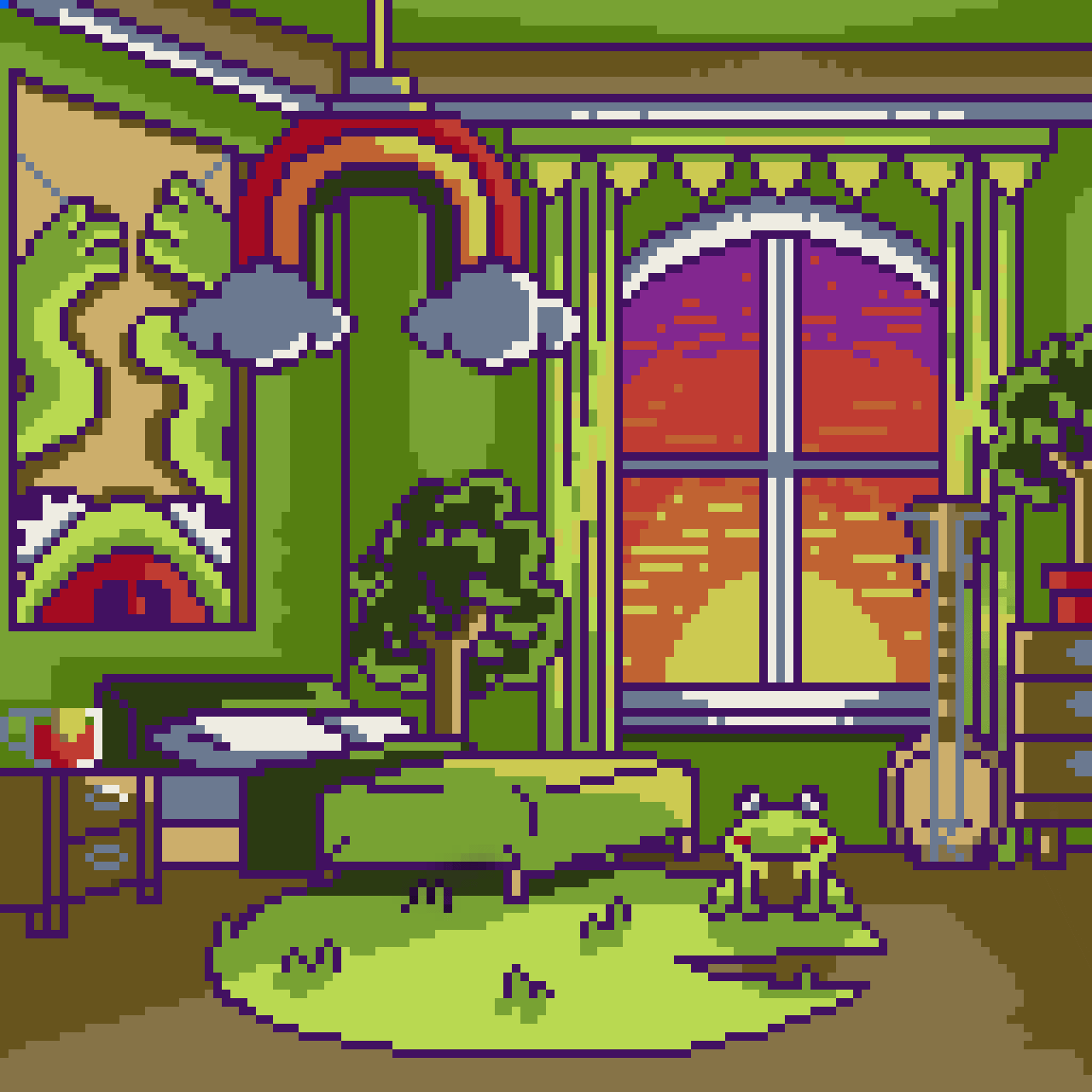 1280x1280 Kermit Inspired Bedroom (Tamagotchi ON Meets Wallpaper)'s Ko Fi Shop