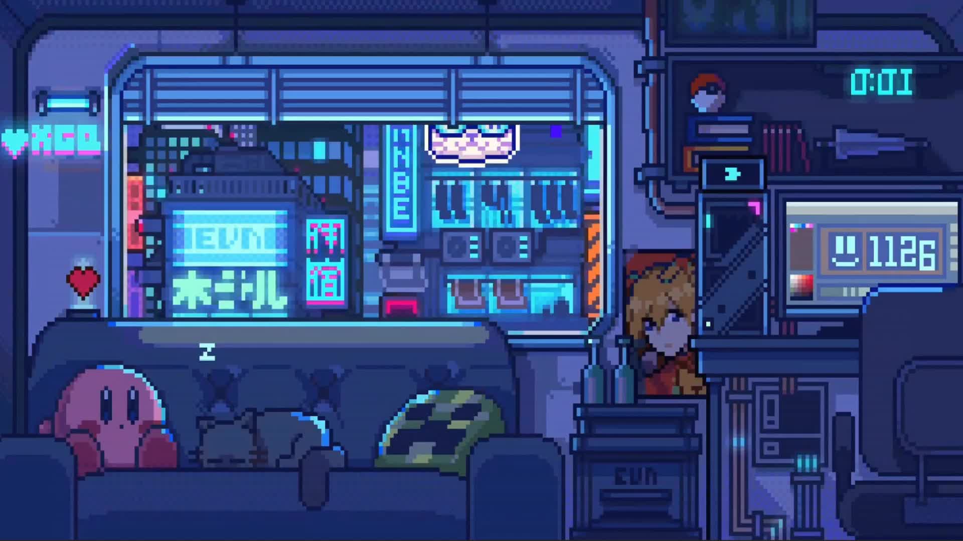 1920x1080 Evangelion Pixel Room Live Wallpaper