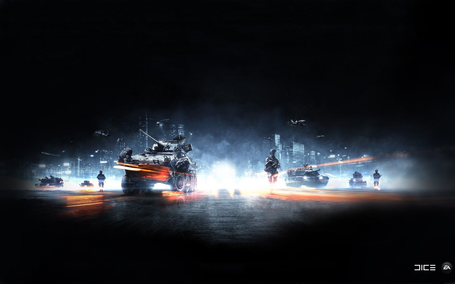 1920x1200 Wallpaper Night, Sky, Dark, Water, Battlefield, Background Free Image