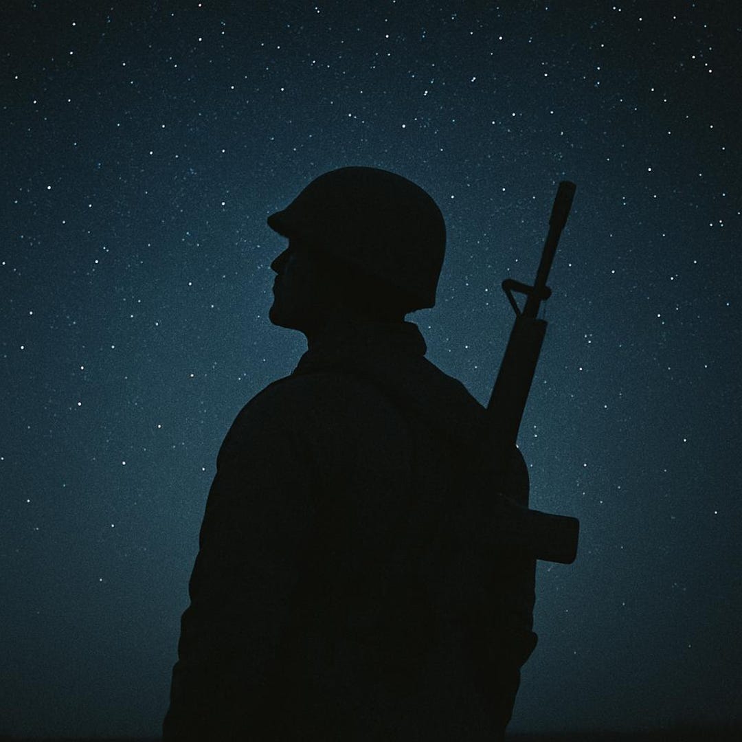 1080x1080 Starry Night Soldier Silhouette Print: Patriotic Military Wall Art (digital Download)