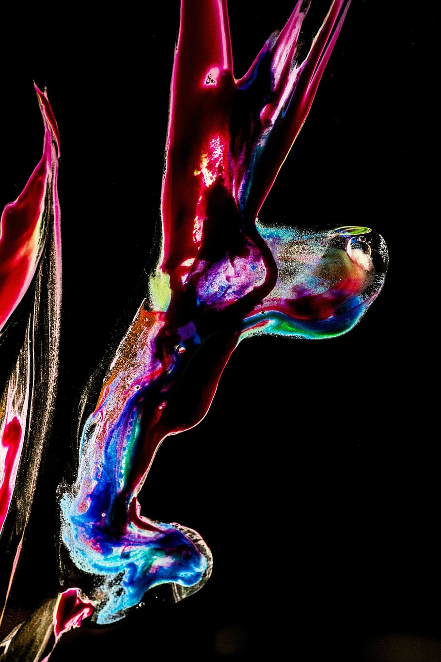 910x1365 HD wallpaper: paint, gel, art, human body part, black background, healthcare and medicine