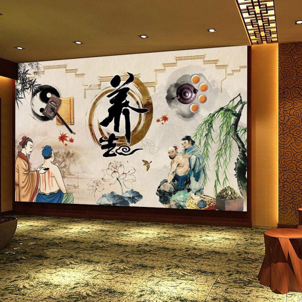 1000x1000 Retro Health Care Chinese Medicine Adjustment Chinese Style Medical Museum Wallpaper Massage Steaming Living Room Health Background Wall Painting Wallpaper, 430cmx300cm, Wallpaper