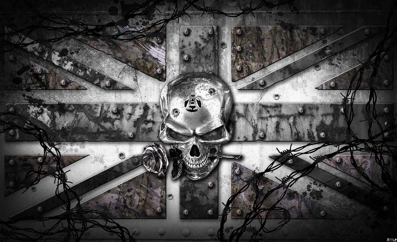 1300x794 Alchemy Skull Union Jack Tattoo Wall Paper Mural