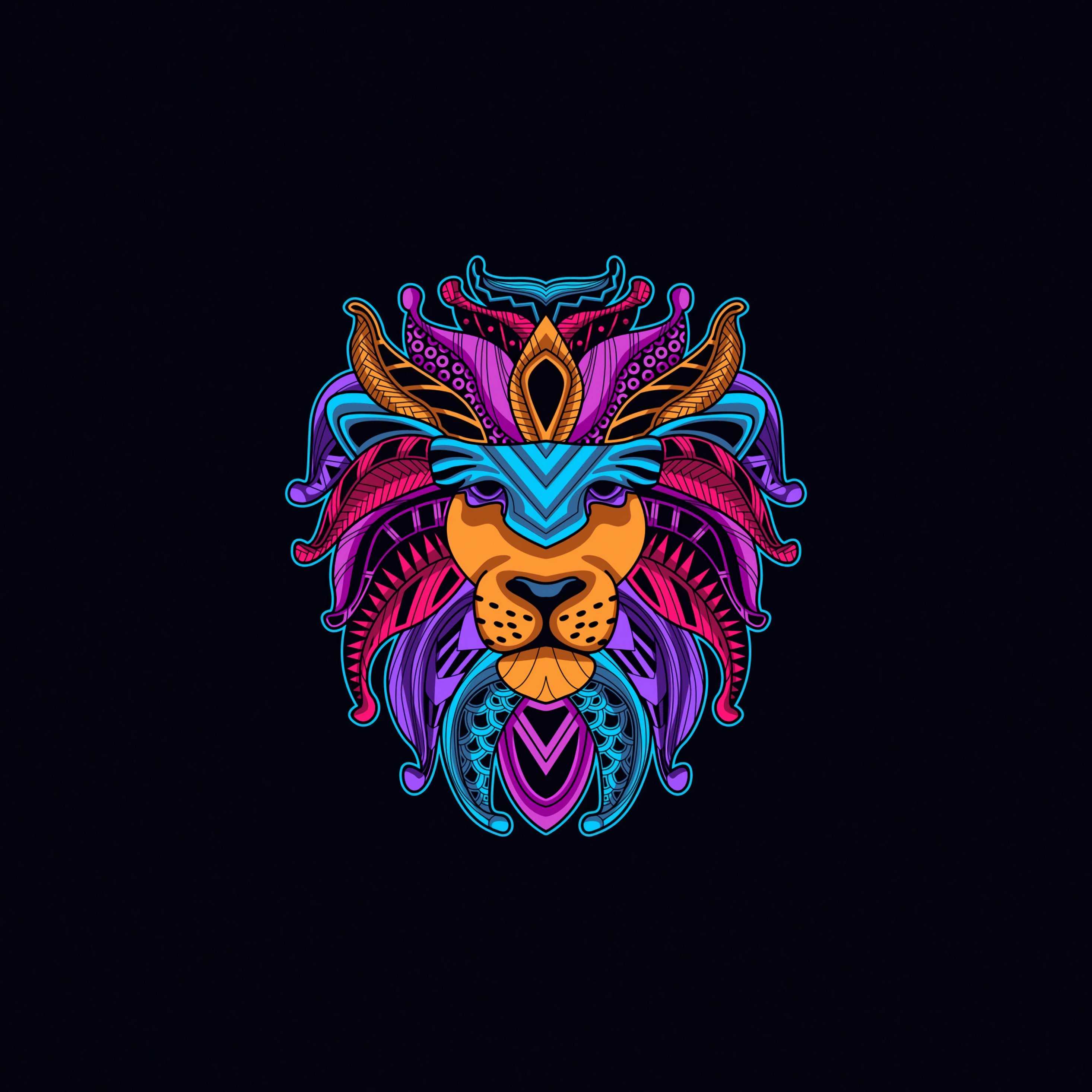 2932x2932 Lion Minimal 4K HD Wallpaper (2932x2932)