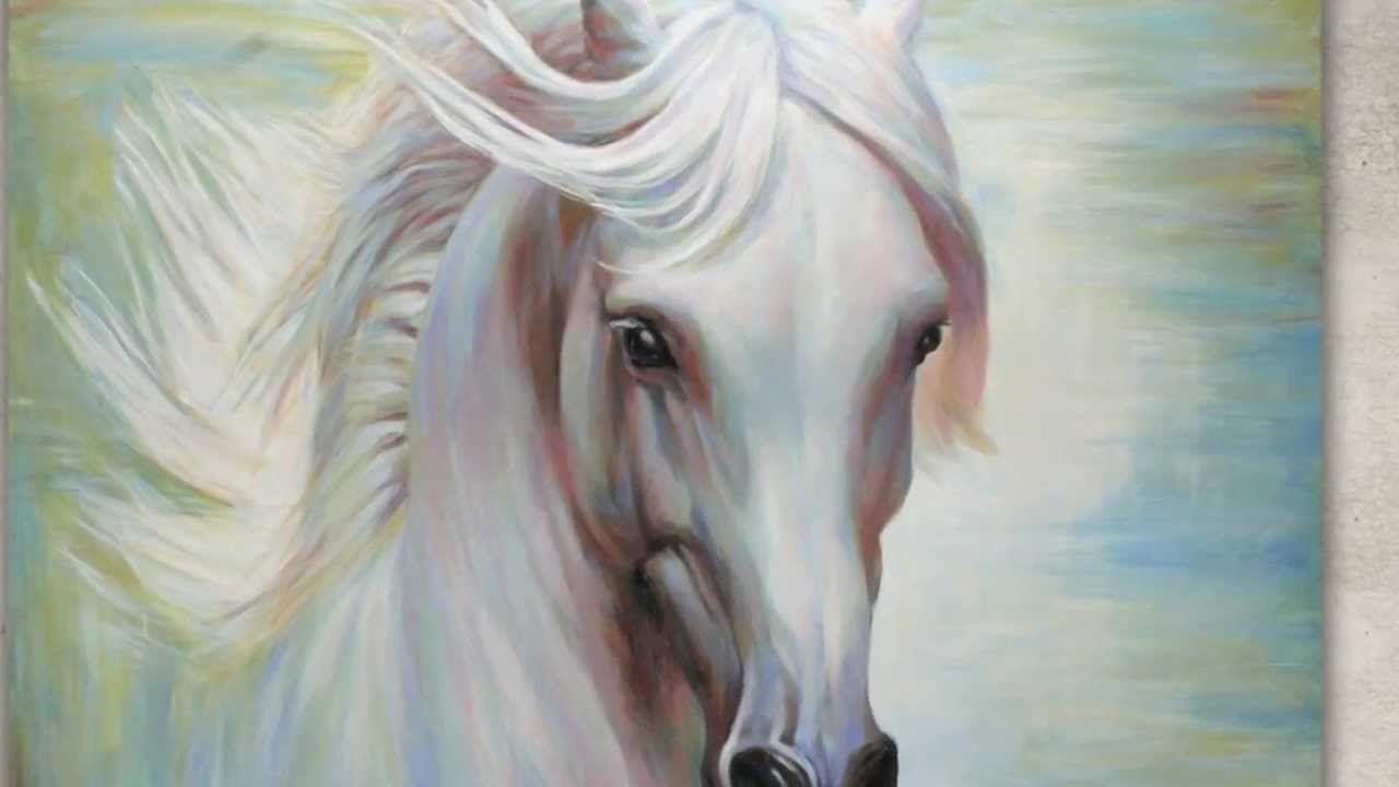 1280x720 White horse painting wallpaperx720