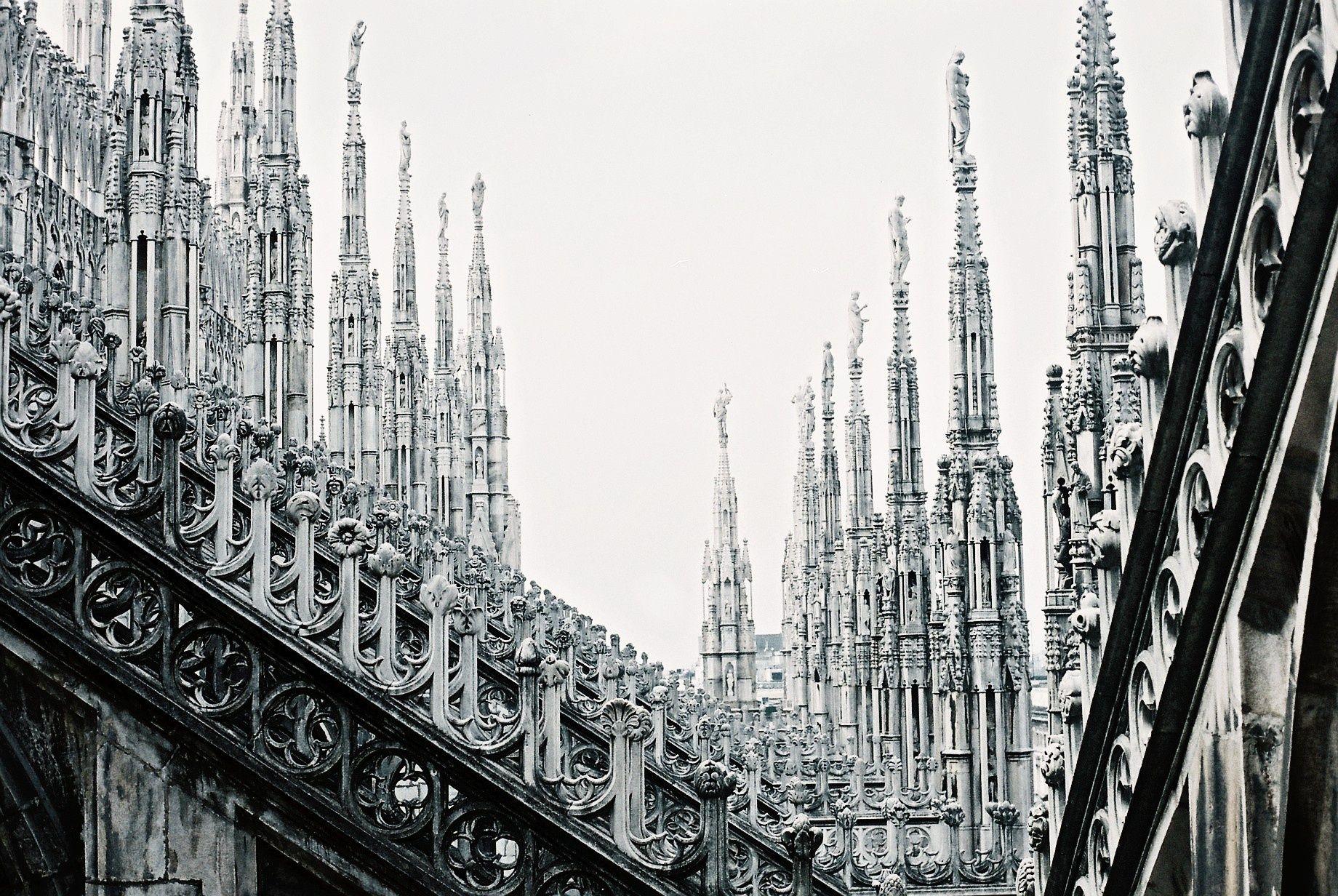 1840x1232 Stairways italy cathedral milan city stone buildings wallpaper