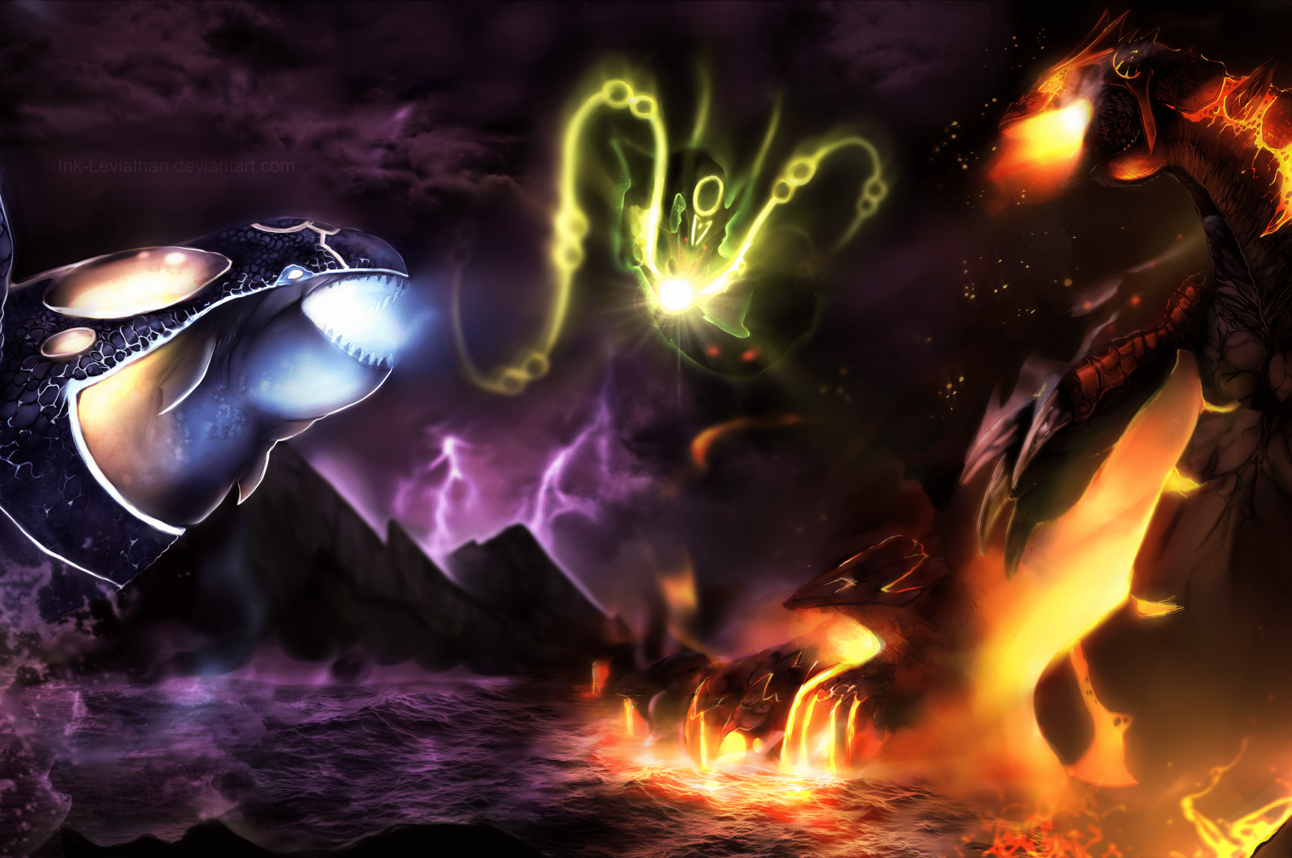 2560x1700 Free download Pokemon Primal Groudon vs Primal Kyogre