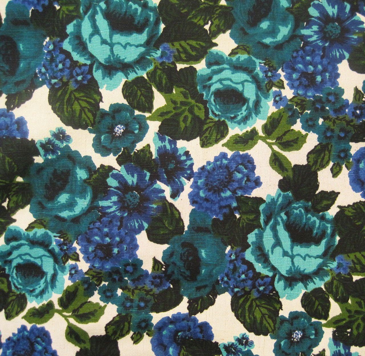 1280x1249 60s Fabric Vintage Floral Upholstery Fabric Cotton