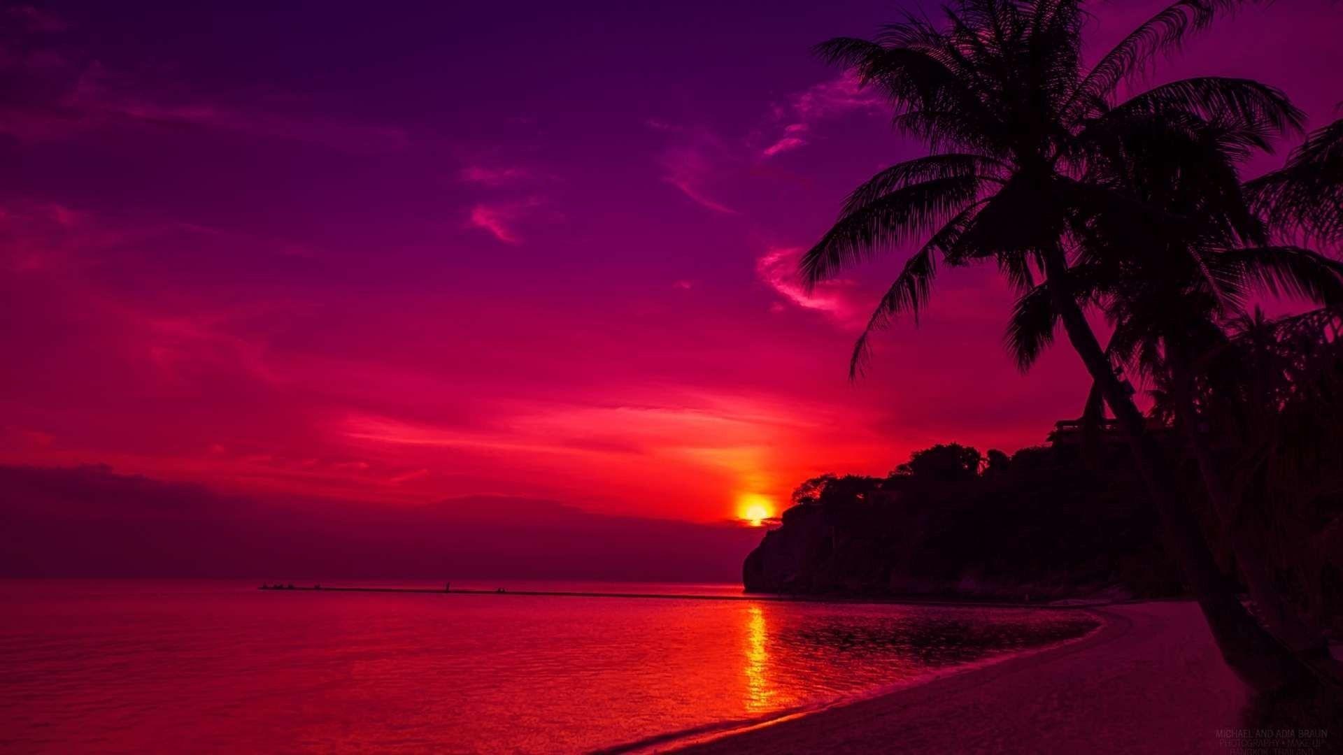 1920x1080 Wallpaper For > HD Beach Sunset Wallpaper 1080p