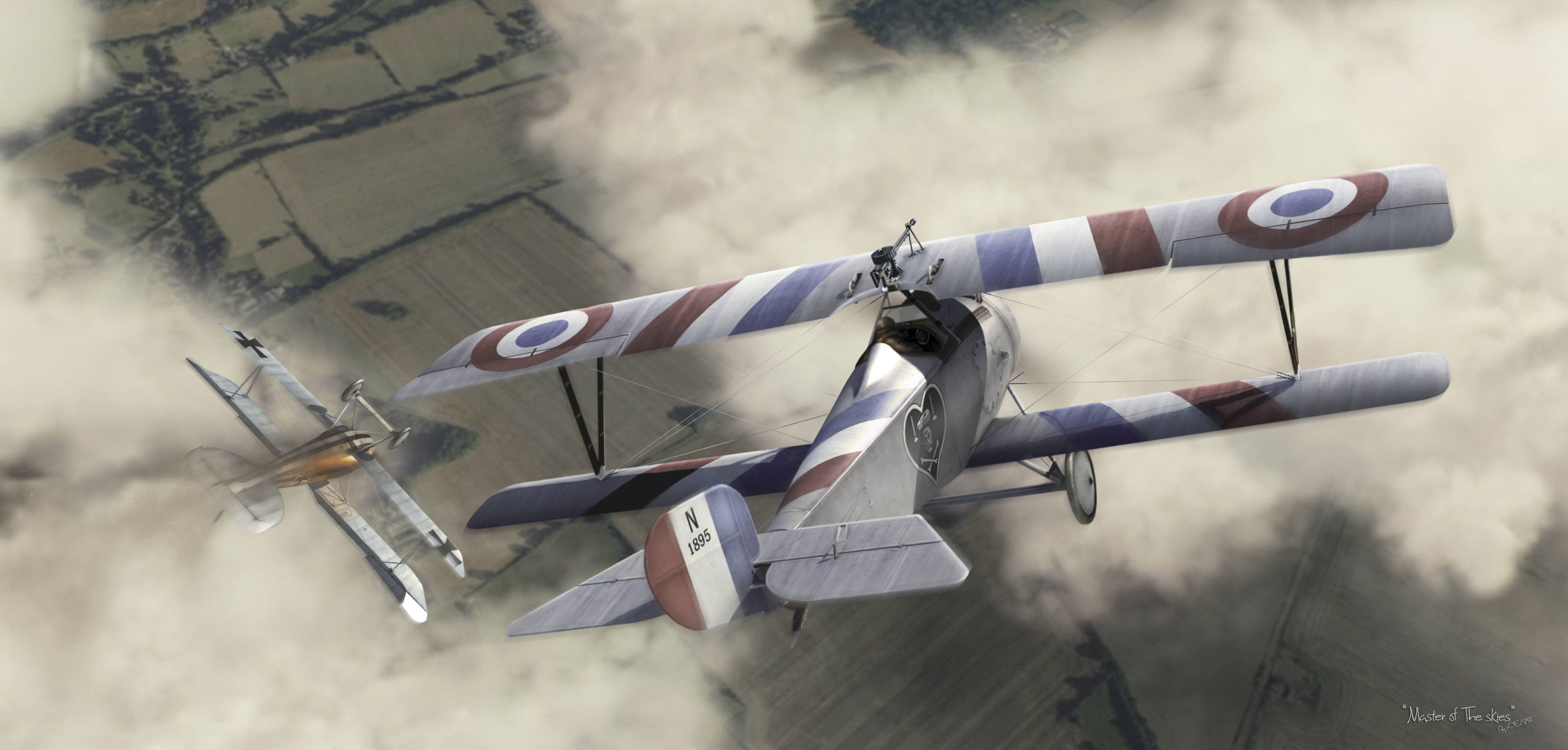 4797x2295 Free download Wallpaper the aircraft a biplane sky france