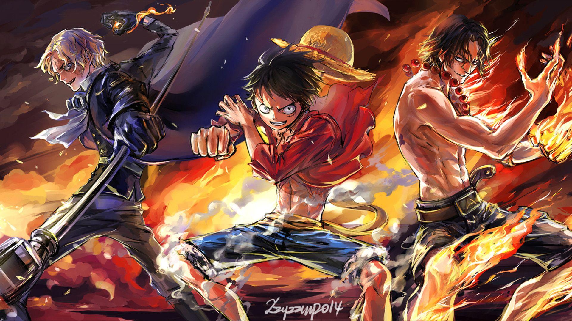 1920x1080 One Piece Luffy and Ace Wallpaper