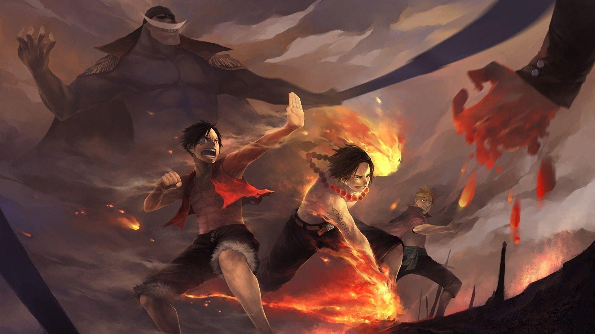 1920x1080 Anime, One Piece, Monkey D Luffy Whitebeard