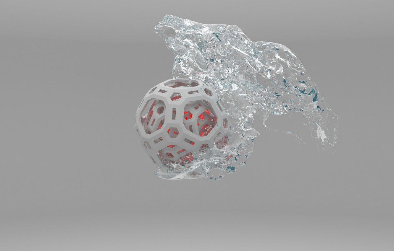1332x850 Wallpaper water, light, ball, the atmosphere, 3Ds max, ball, Vray