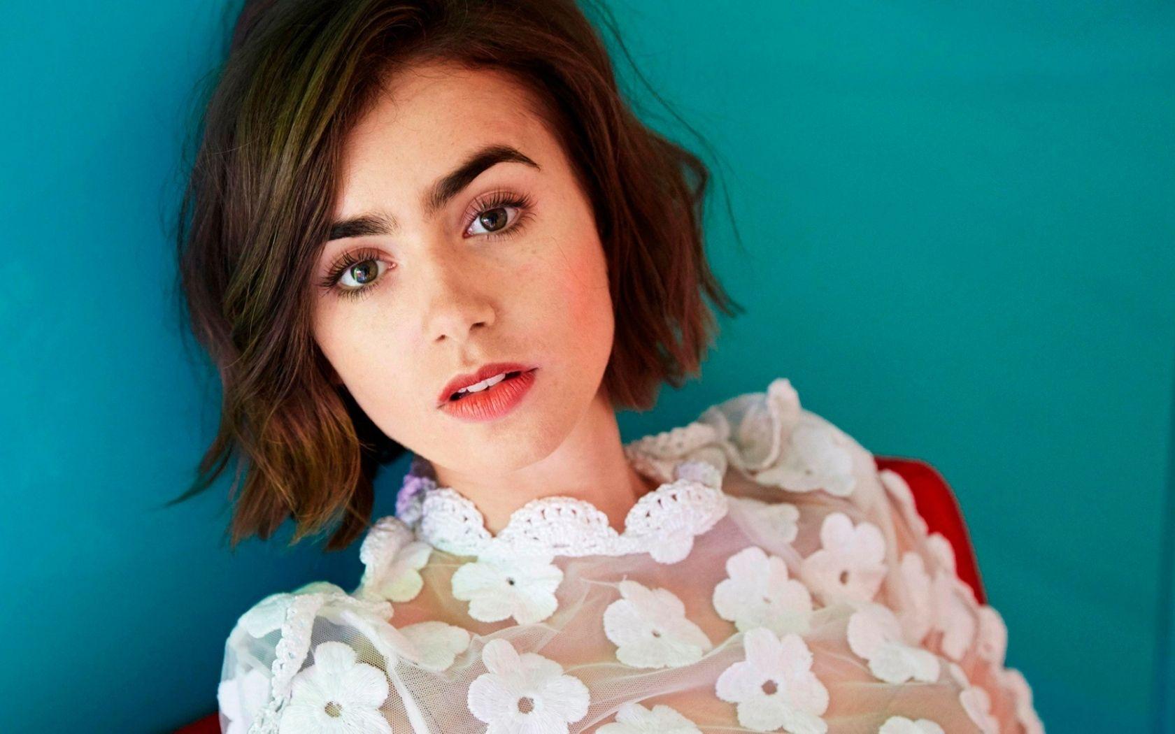 1680x1050 Free download Full HD Wallpaper lily collins dress short hair