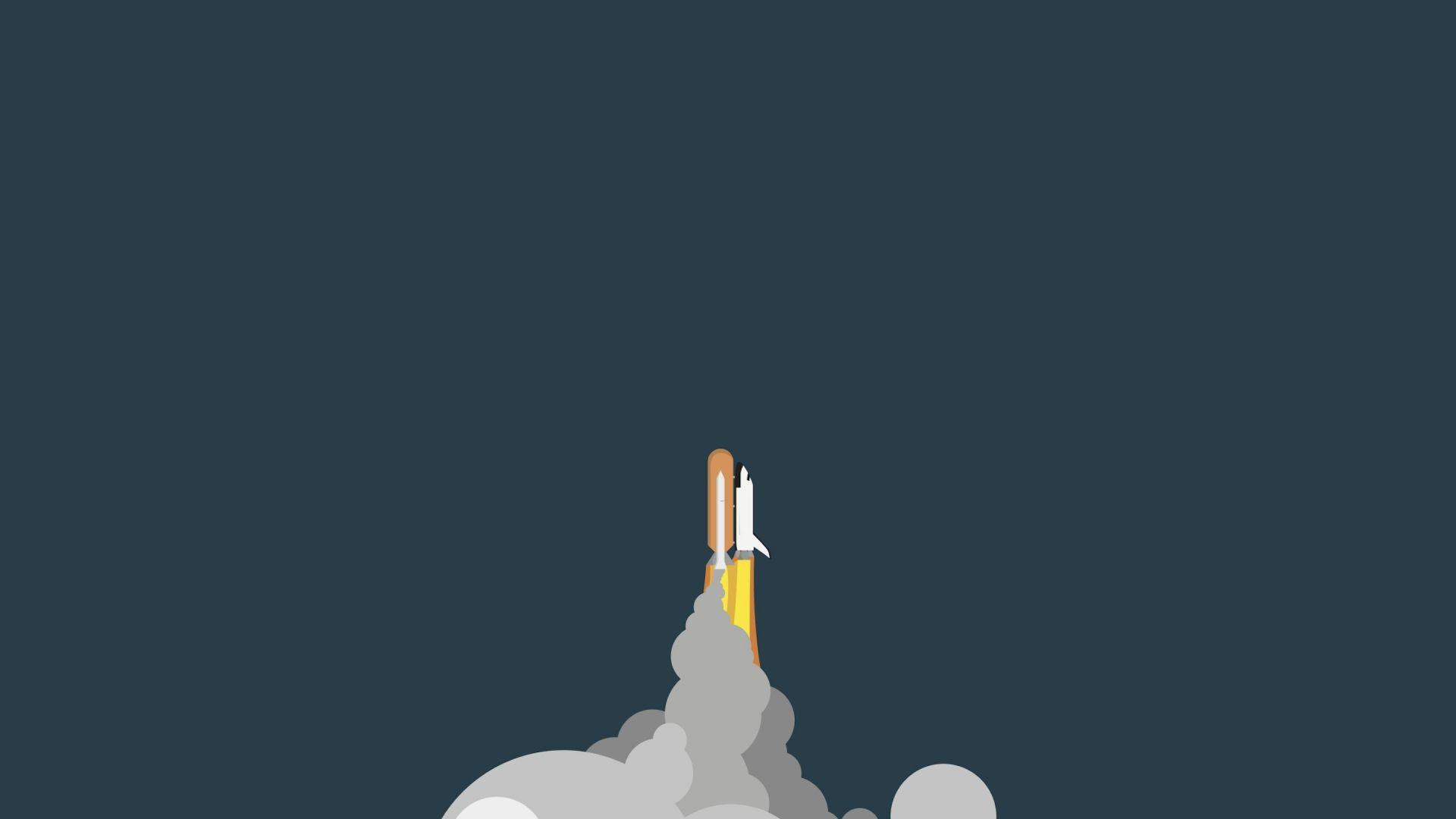 1920x1080 Download 1920x1080 wallpaper minimalist, space, rocket, clouds, full hd, hdtv, fhd, 1080p, 1920x1080 HD image, background, 5886
