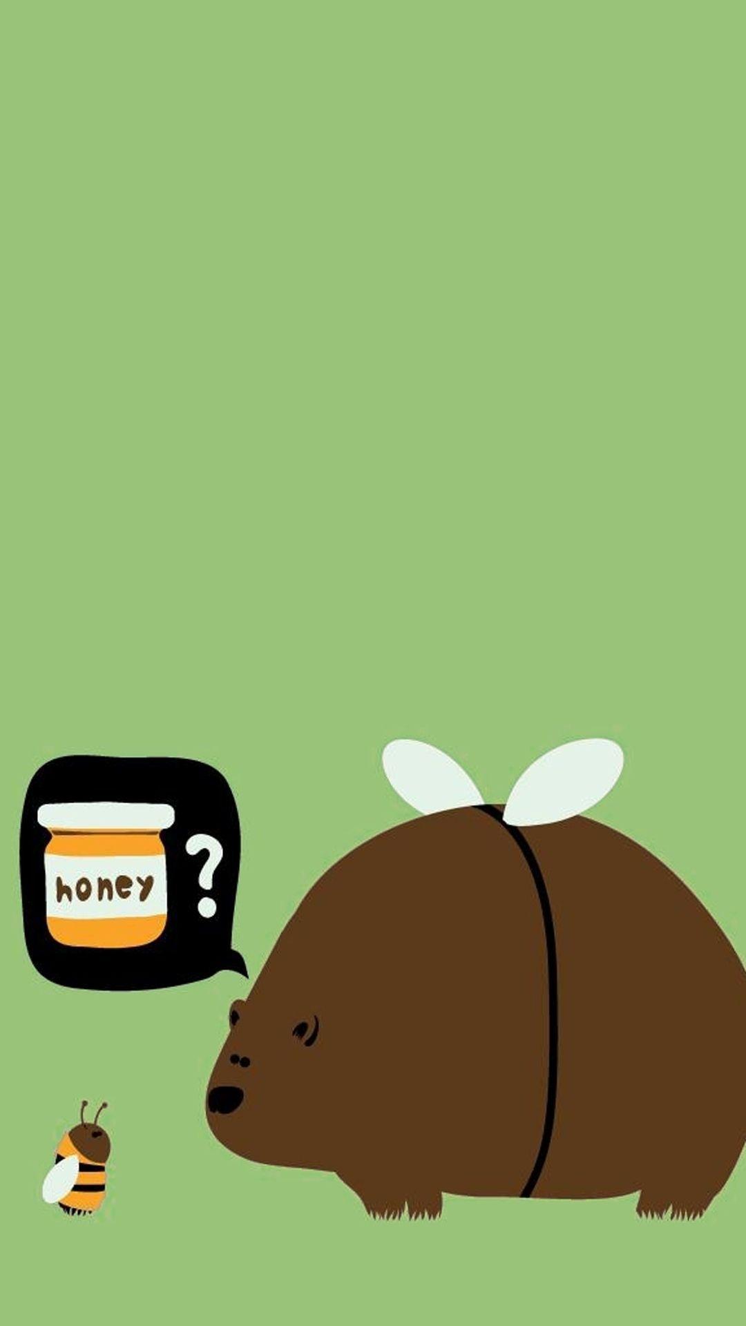 1080x1920 Cute Bear Honey Bee iPhone 8 Wallpaper Free Download
