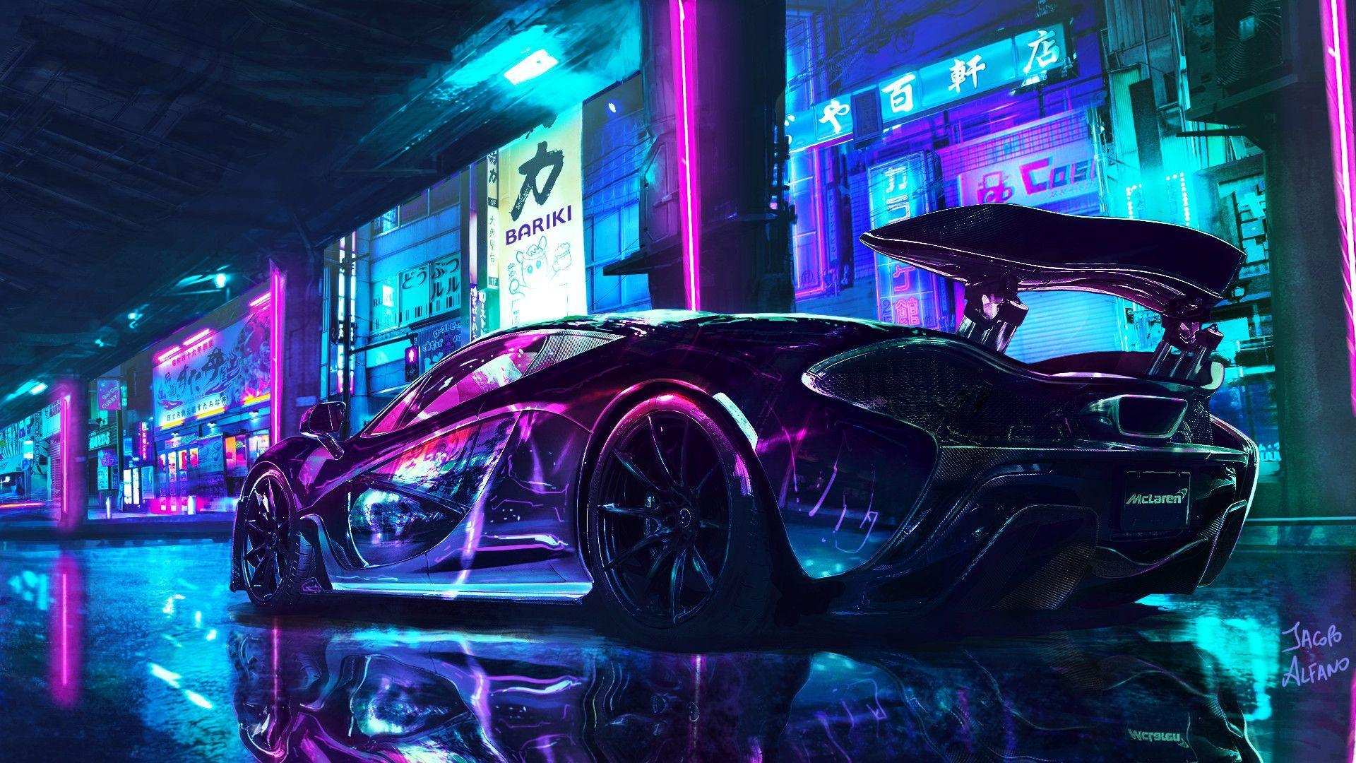 Download wallpaper 1920x1080 cyberpunk, game, city shot, car, full hd,  hdtv, fhd, 1080p wallpaper, 1920x1080 hd background, 27668