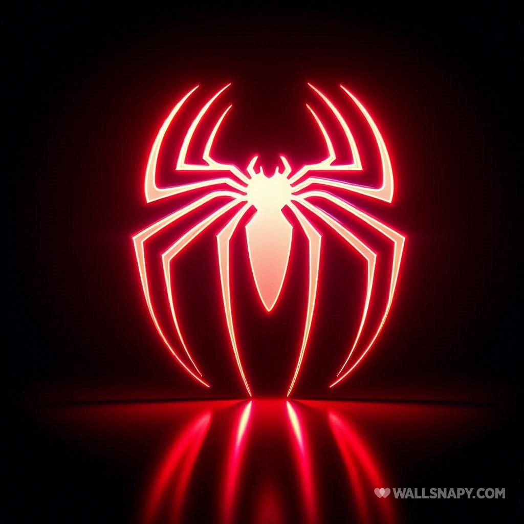 1024x1024 Spiderman logo wallpaper red neon minimal black uhd