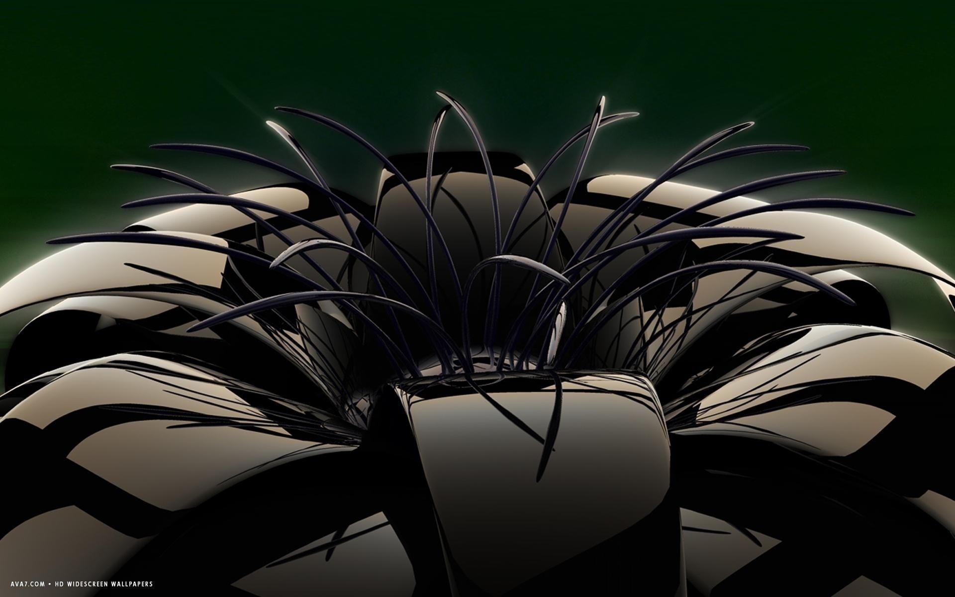 1920x1200 3D black shiny glass flower dark HD widescreen wallpaper / 3D