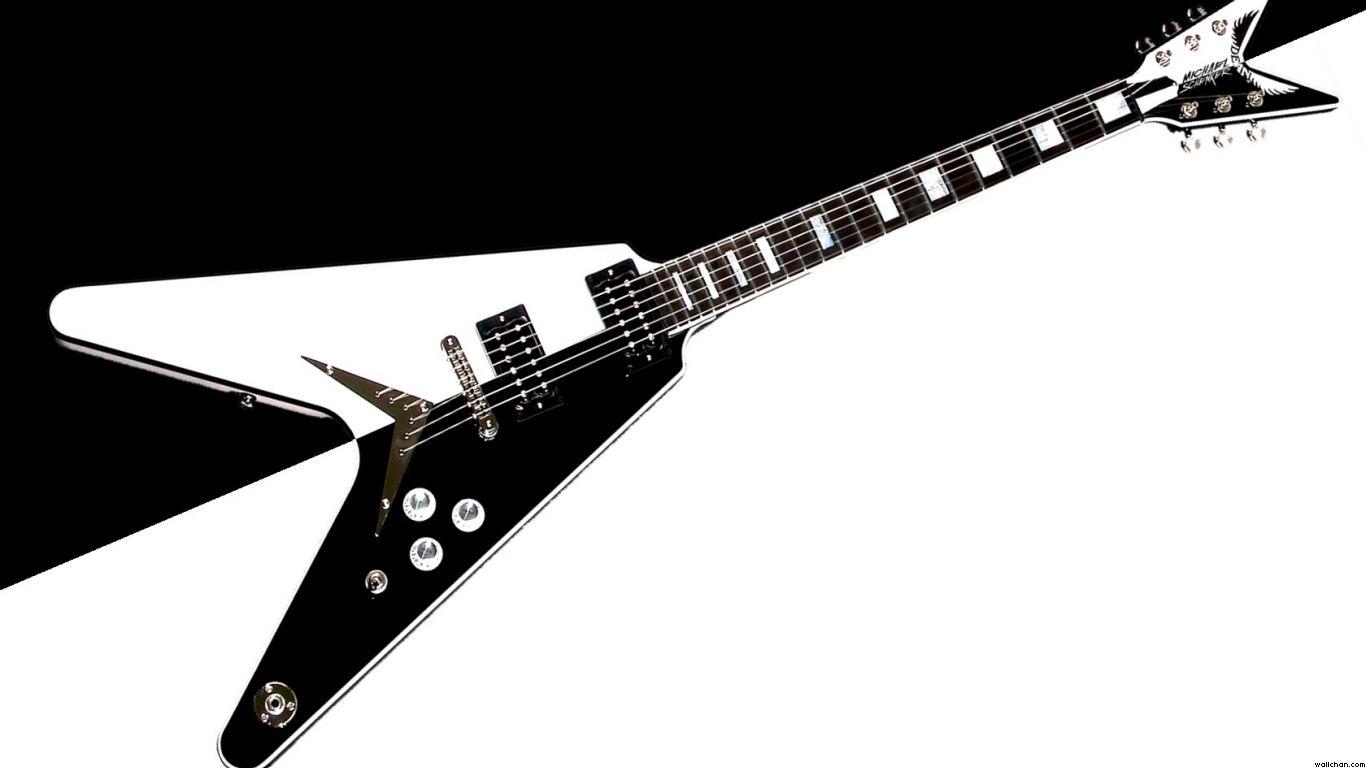 1366x768 Free Black And White Guitar, Download .clipart