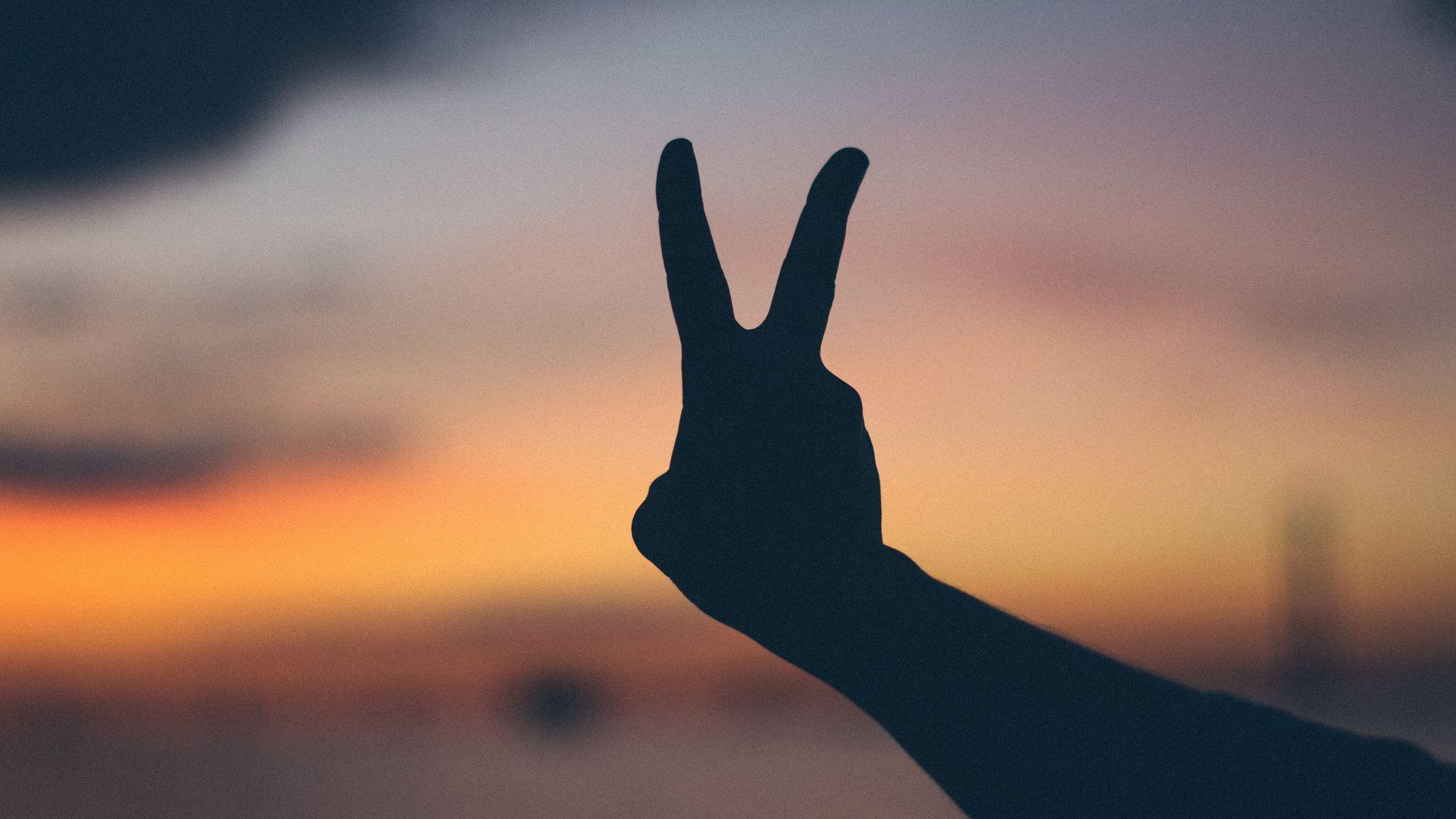 2048x1152 Download wallpaper 2048x1152 hand, gesture, fingers ultrawide