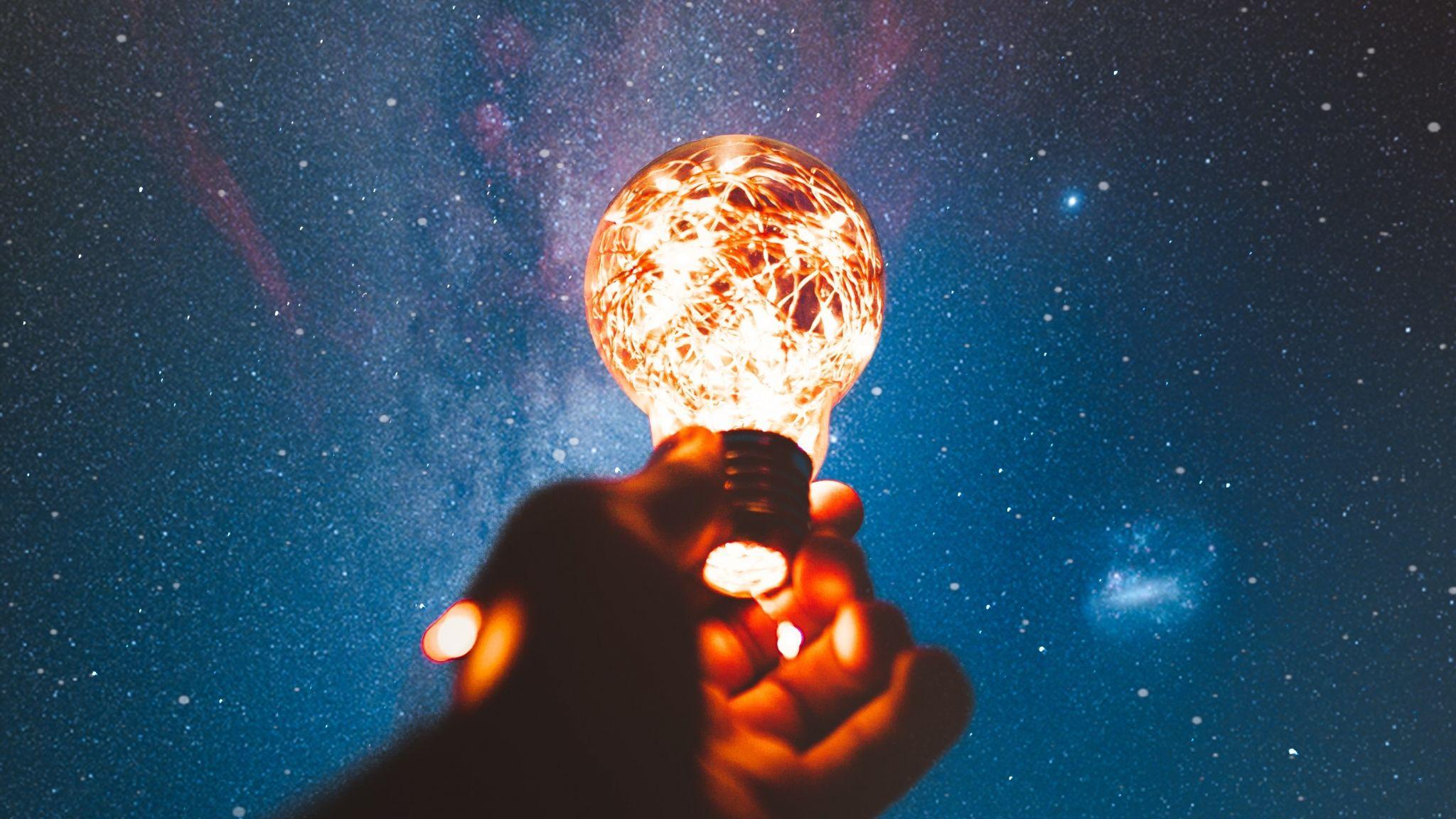 2048x1152 Download 2048x1152 wallpaper glow, bulb, silhouette, close up