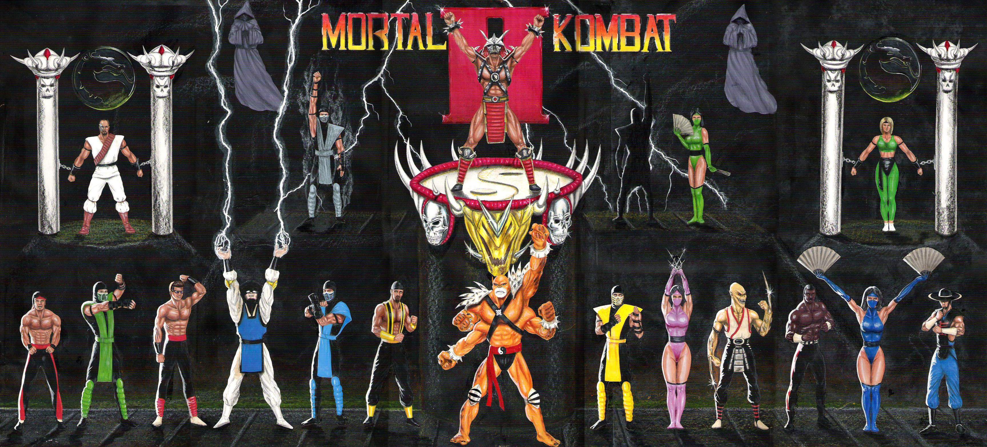 3454x1565 All Mortal Kombat 2 fatalities and unlockable characters