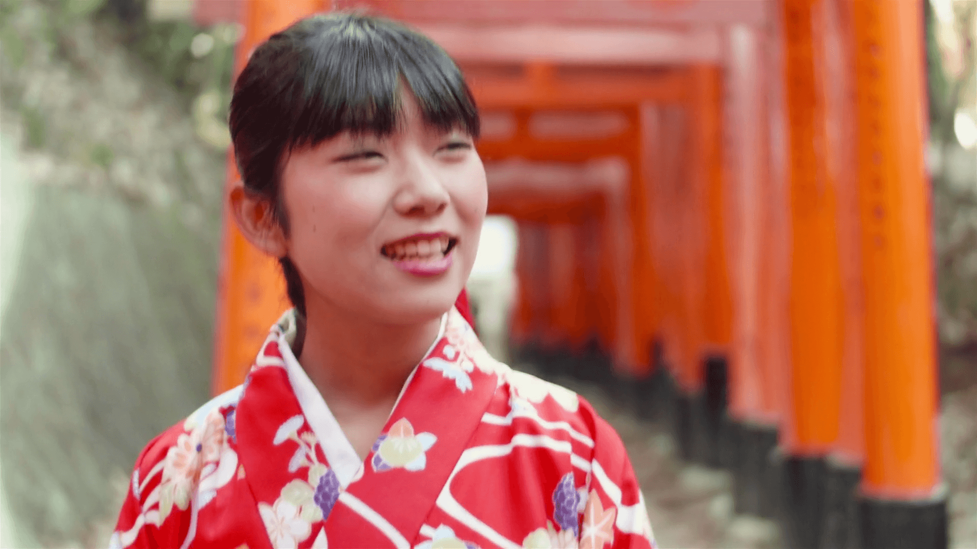 1920x1080 Close Up Japanese Kimono Girl Walking In Inari Gates Famous Temple