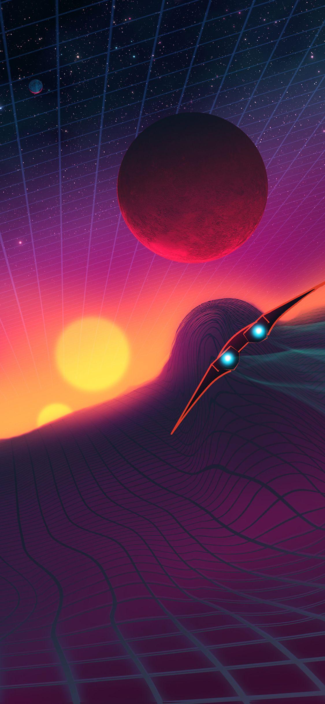 1125x2436 Retro Space Art iPhone XS, iPhone iPhone X HD 4k Wallpaper, Image, Background, Photo and Picture
