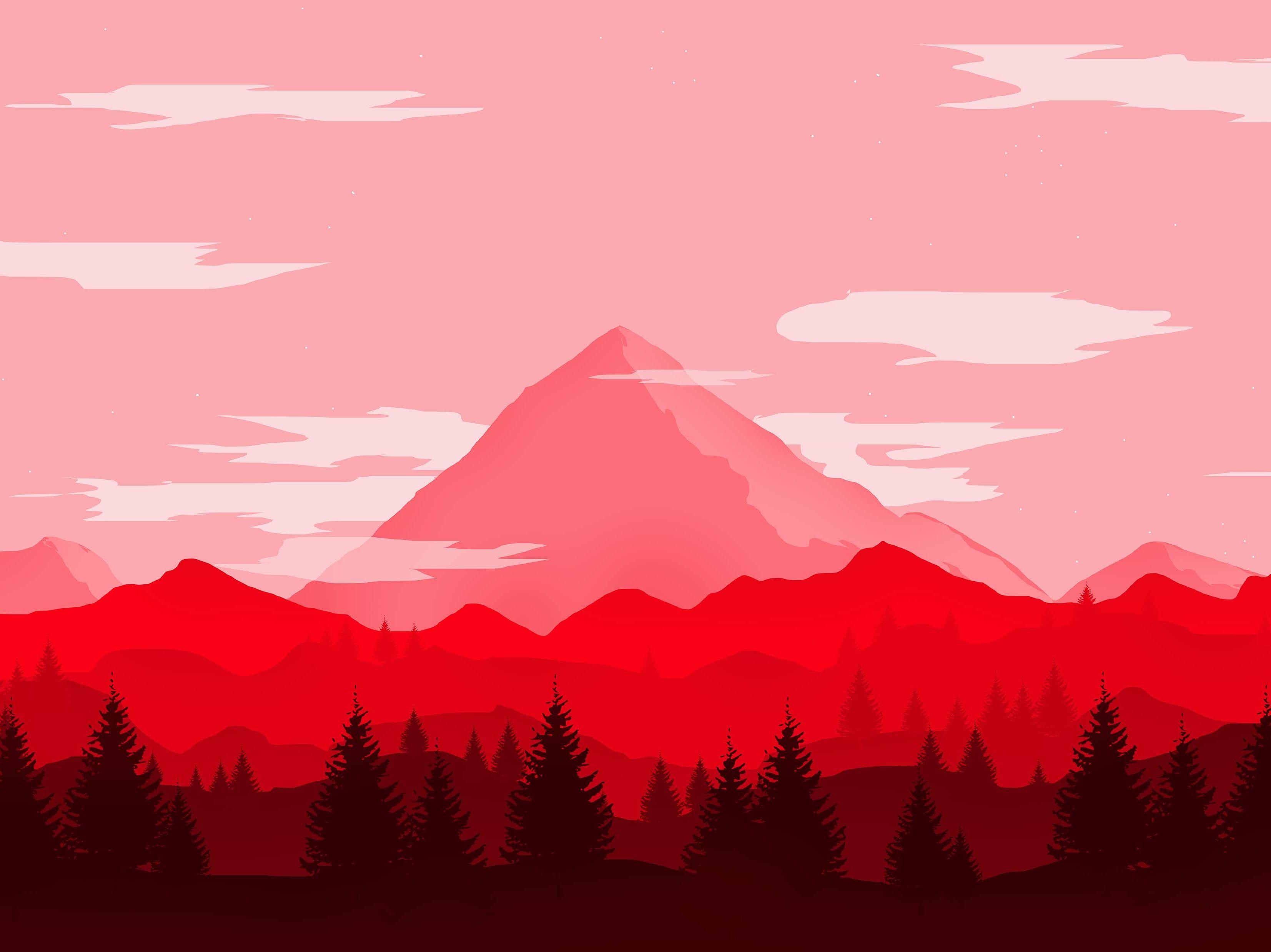 Minimalist Red Landscape iPhone Wallpaper