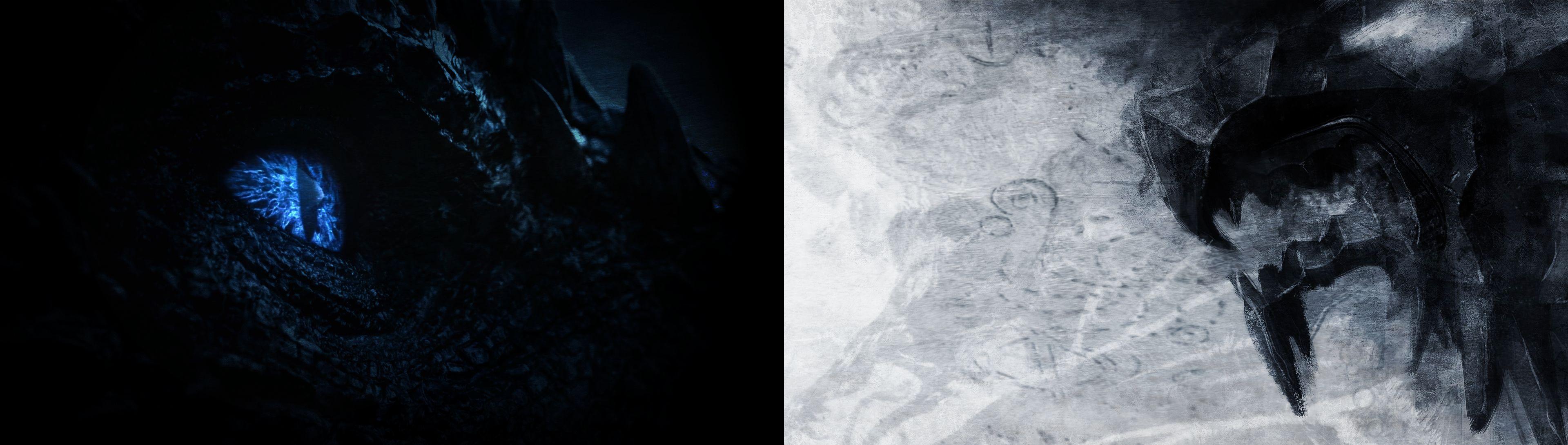 3840x1090 Ice Dragon Vs Stark Targ Dual Monitor Wallpaper