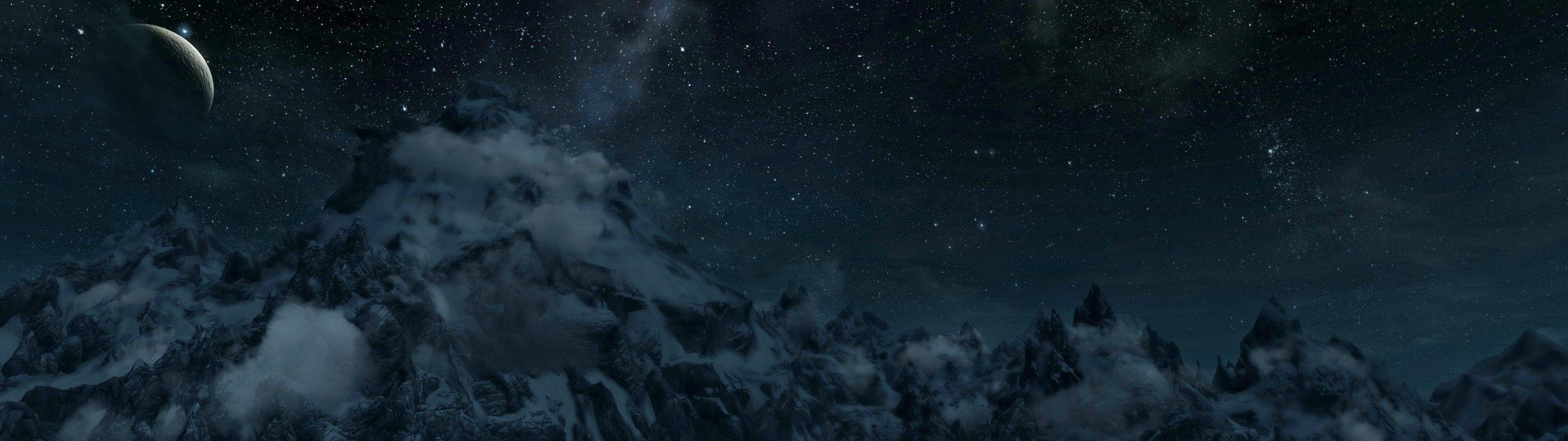 3840x1080 Mountain range panorama dual screen .