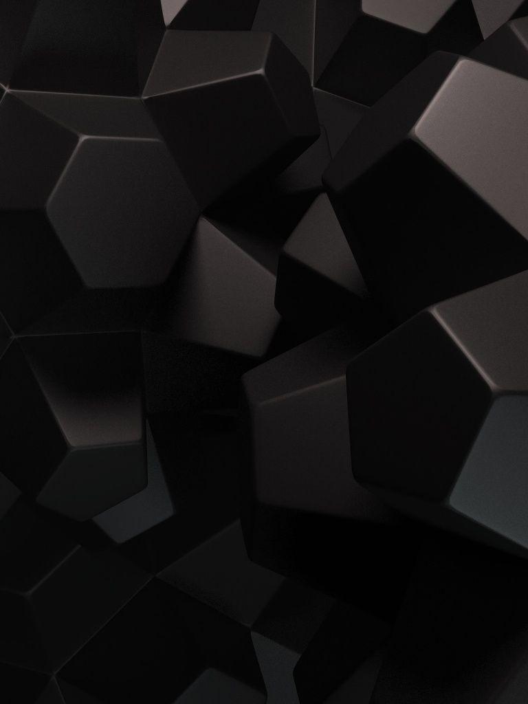 768x1024 Abstract Black Shapes iPad mini wallpaper