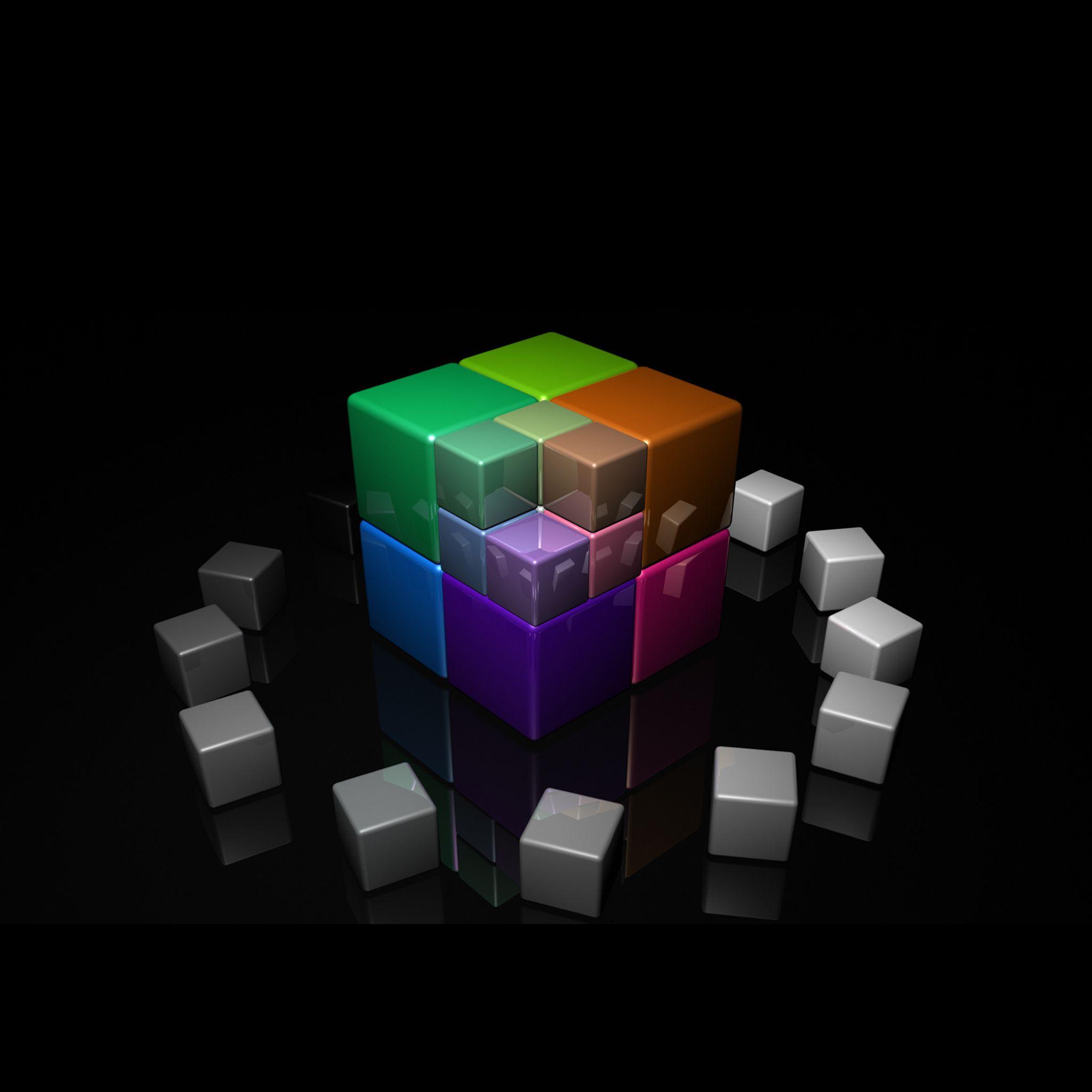 2048x2048 Colored Cubes 3D iPad Air Wallpaper Free Download