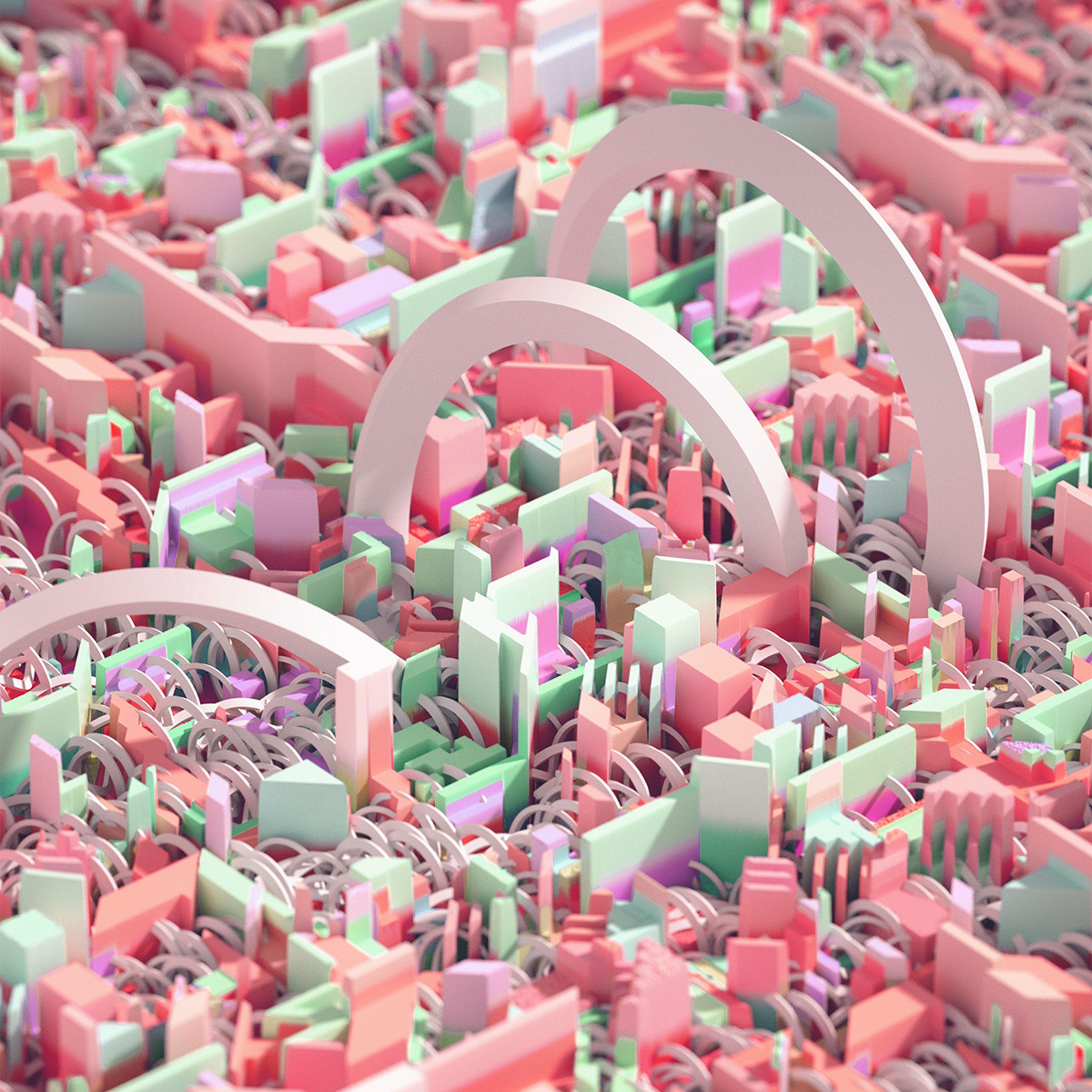 2732x2732 Cute Art Abstract 3D Pattern Background Pink Wallpaper