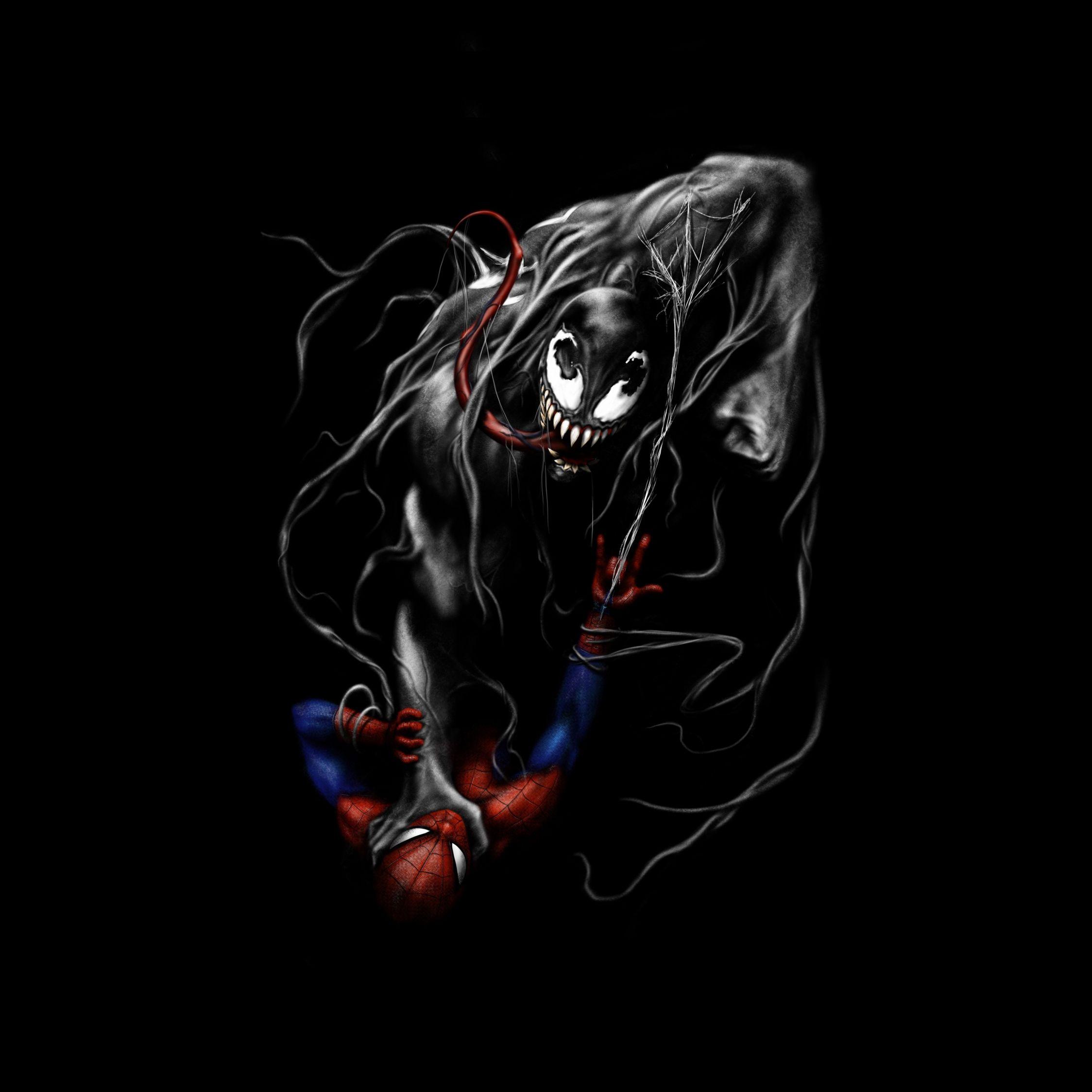 2248x2248 Download 2248x2248 Wallpaper Venom And Spider Man, Fight, Black