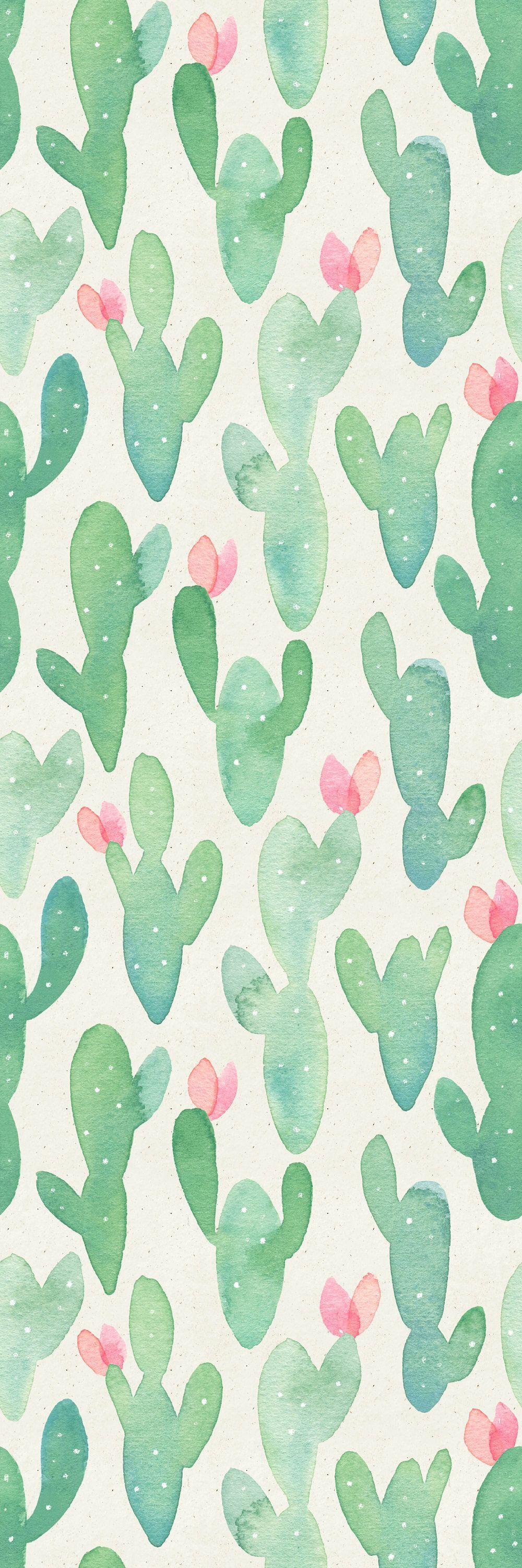 1000x3000 Bungalow Rose Mclea Removable Watercolor Cactus Flowers 4.17' L x